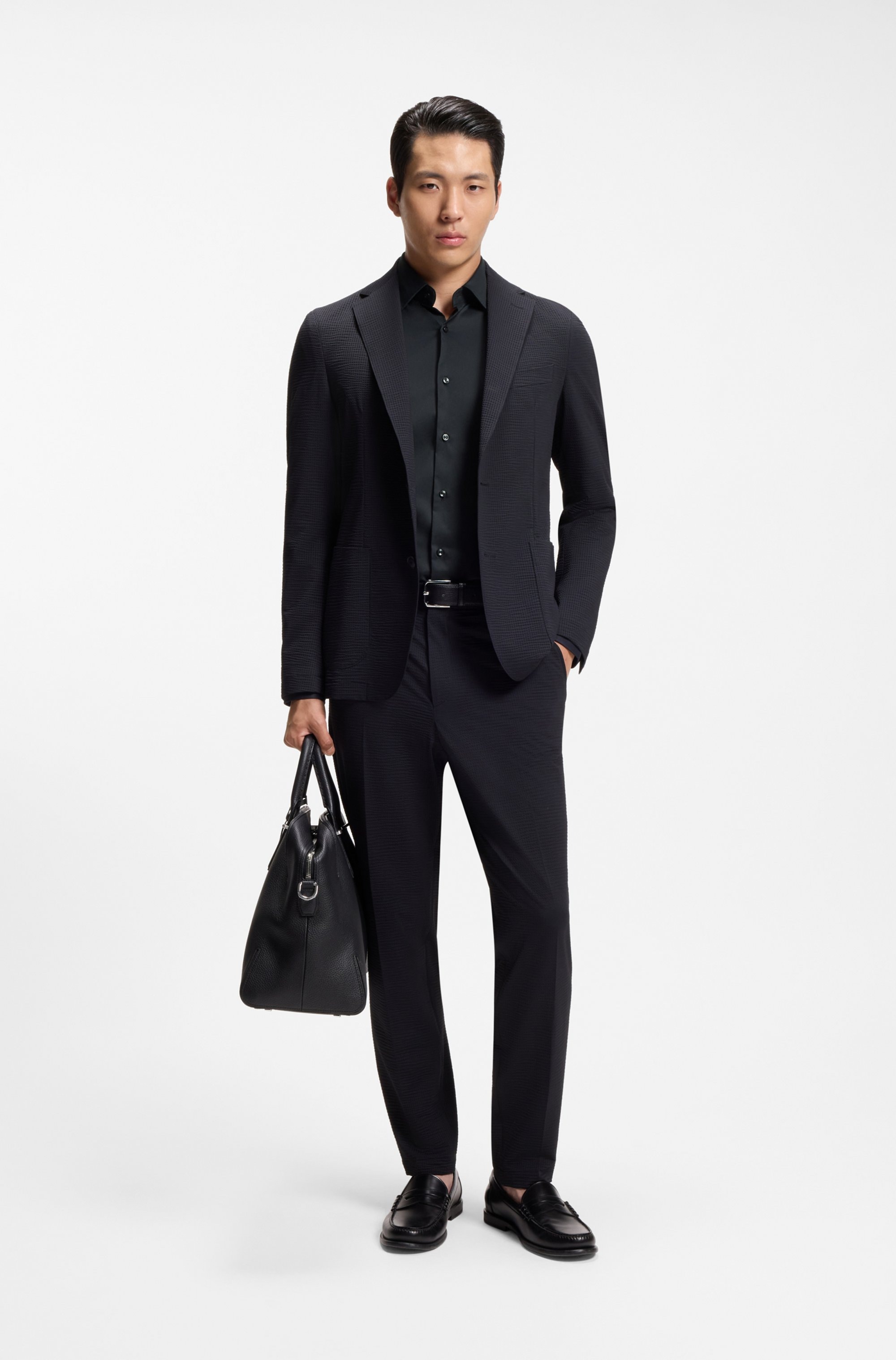 BOSS Businesshemd »HANK« Slim-Fit, aus funktionalem Stretch-Twill, Kentkragen