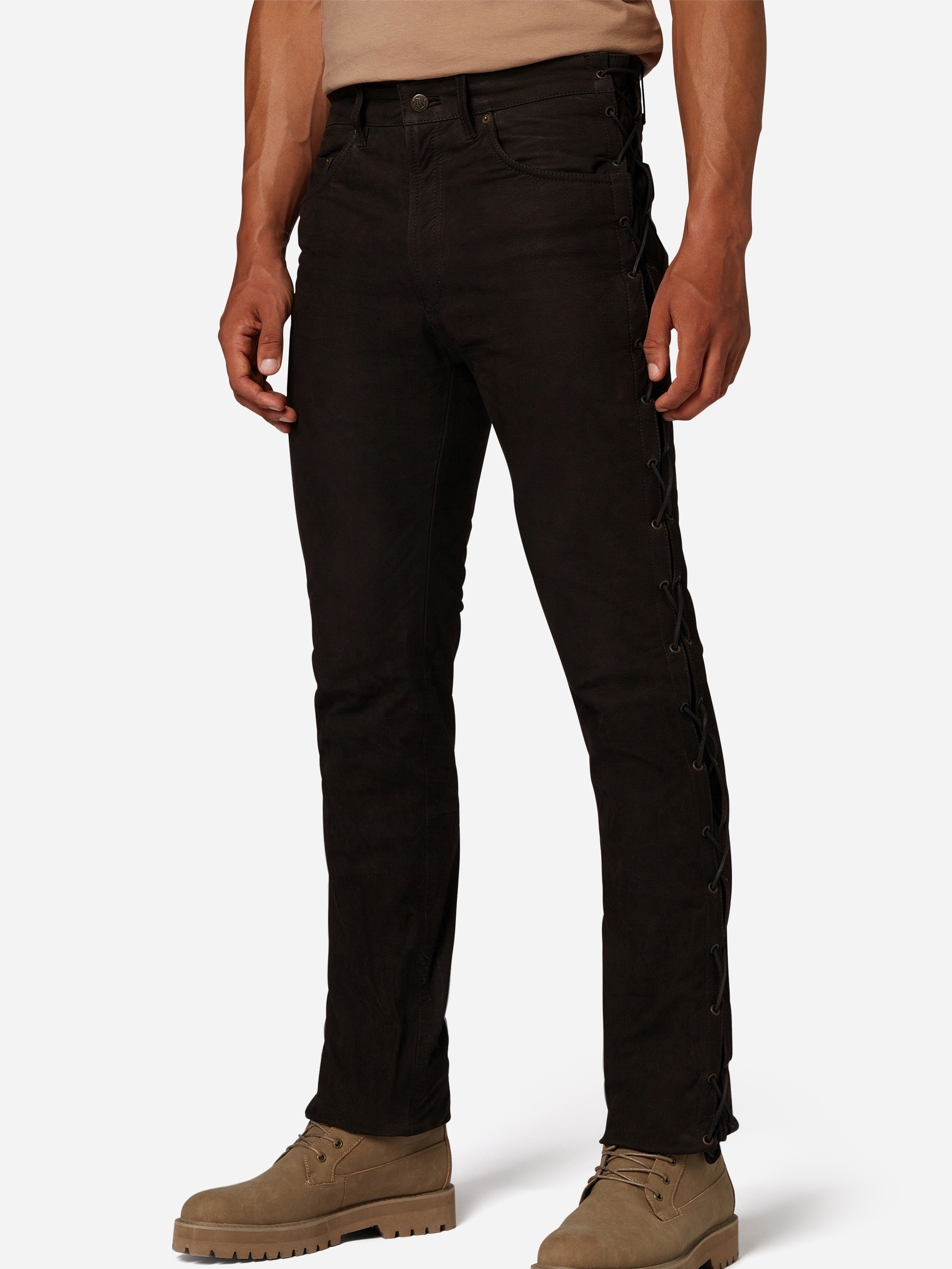 RICANO Lederhose »Lederhose S/L RT-101 (Buff Nubuk - geschnürt)«  Handgefertigt aus echtem Leder