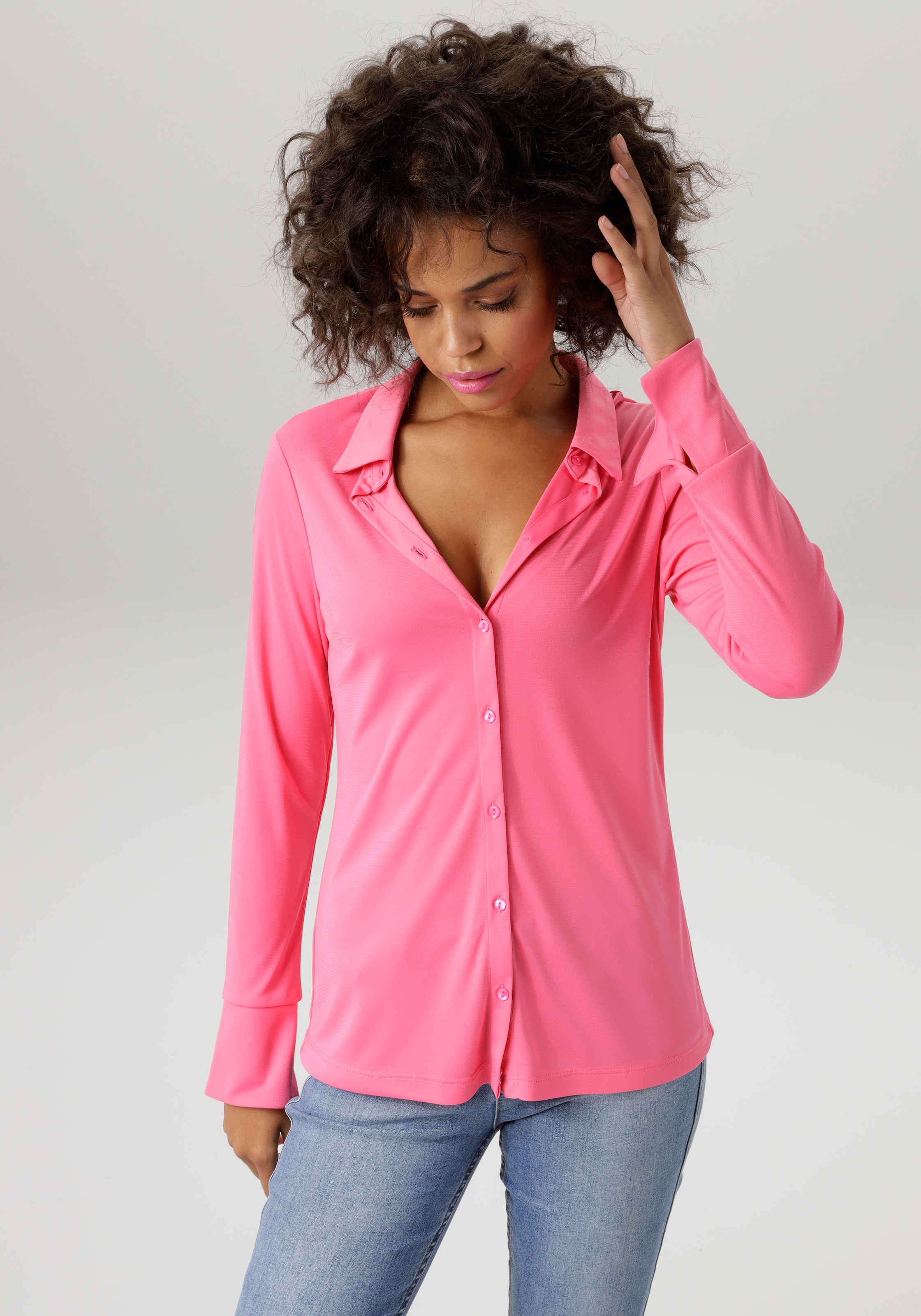 Aniston CASUAL Hemdbluse, in strukturierter Jersey-Crepé-Qualität bei