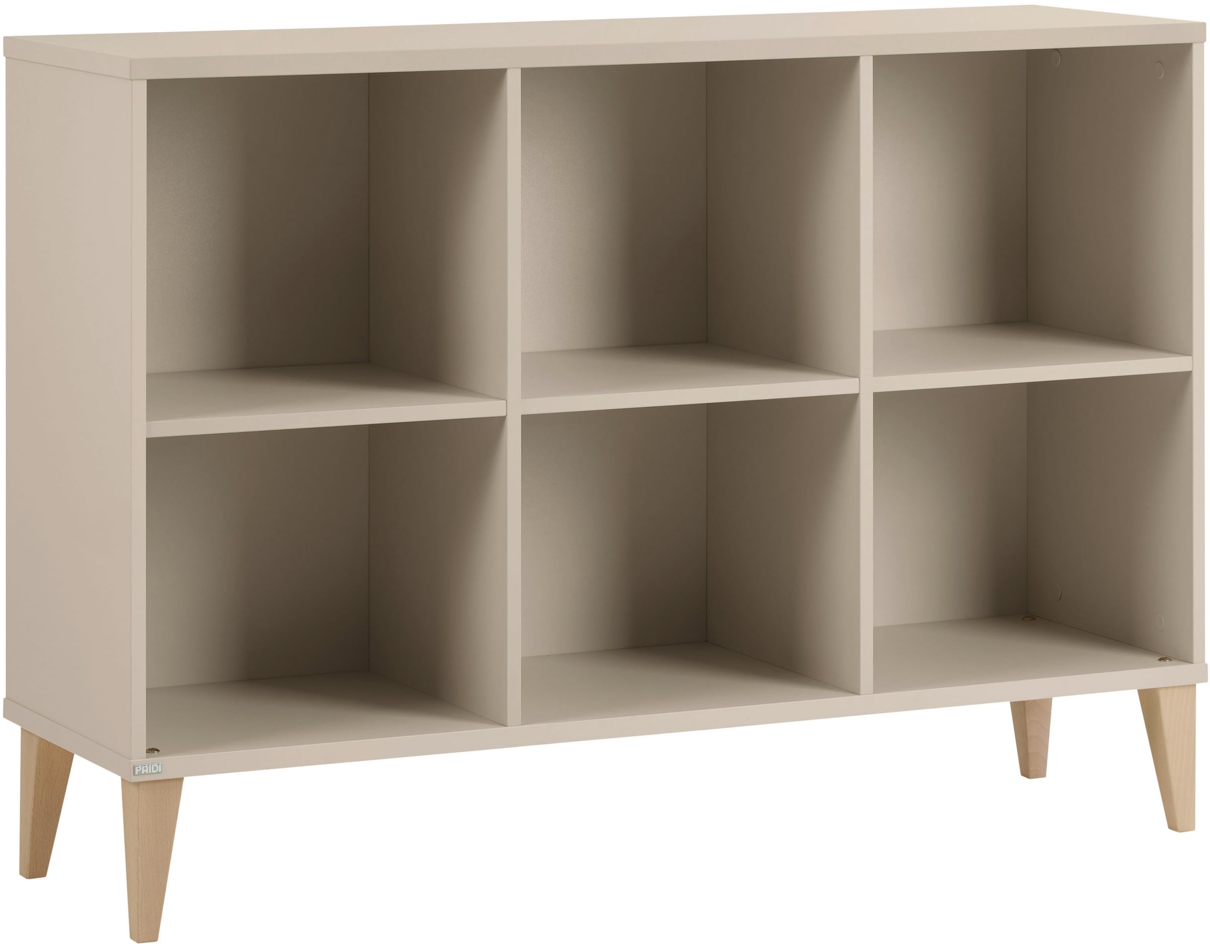 PAIDI Sideboard "JONTE in Beige, 6 offene Fächer" B/H/T ca. 124/87/38cm, Cashmere-Beige, stabiles Regal mit Massivholz-Füßen, offenes Standregal