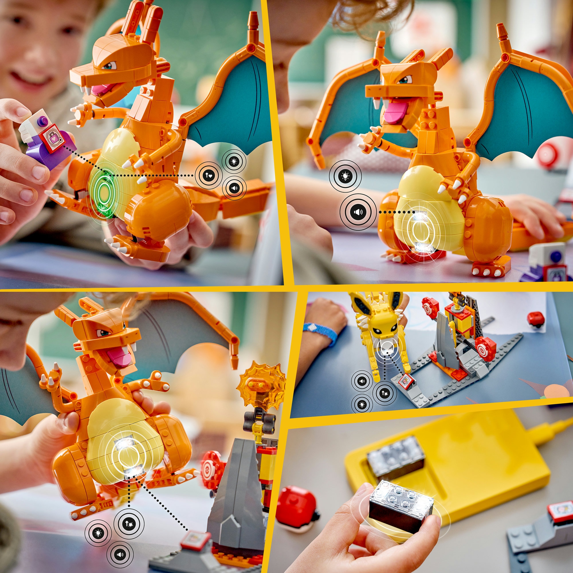 LEGO® Konstruktionsspielsteine »SMART Play™  Ultimativer Showdown zwischen Glurak und Blitza (72167)« LEGO Pokémon; inklusive SMART Brick; mit Licht- und Soundeffekten