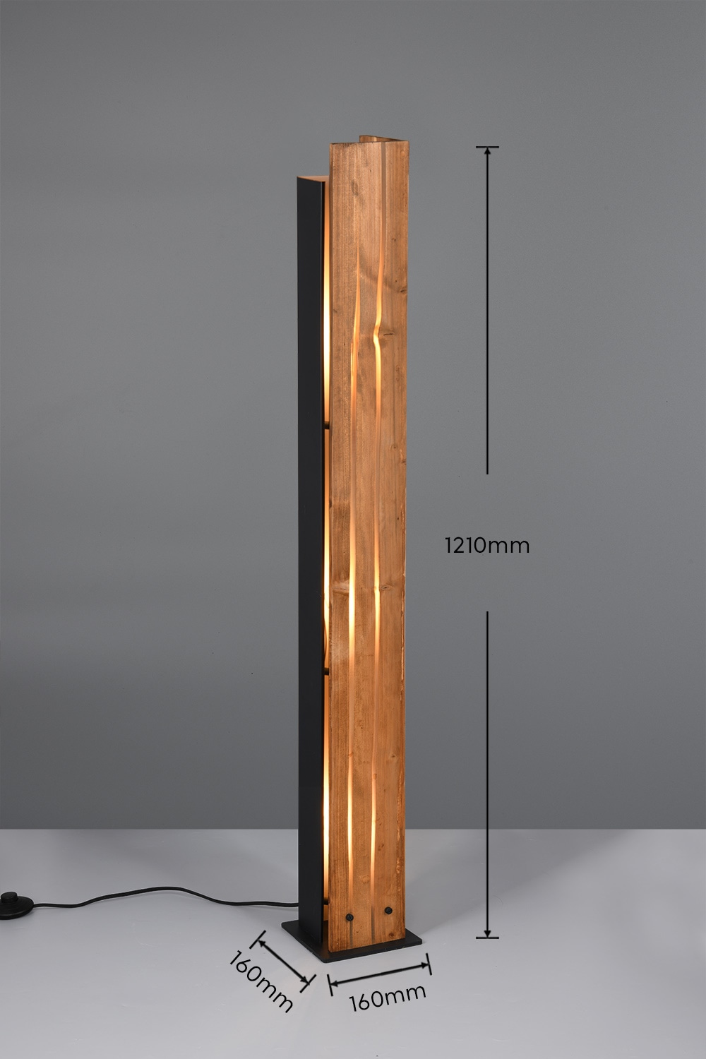 TRIO Leuchten Stehlampe »KARUNI, Stehleuchte aus Metall + Holz naturbelassen, indirektes Licht« E27 1 Stk. warmweiß - kaltweiß exkl 3x E27 max 10W, Höhe 121 cm Holz Stehleuchte Wohnzimmer