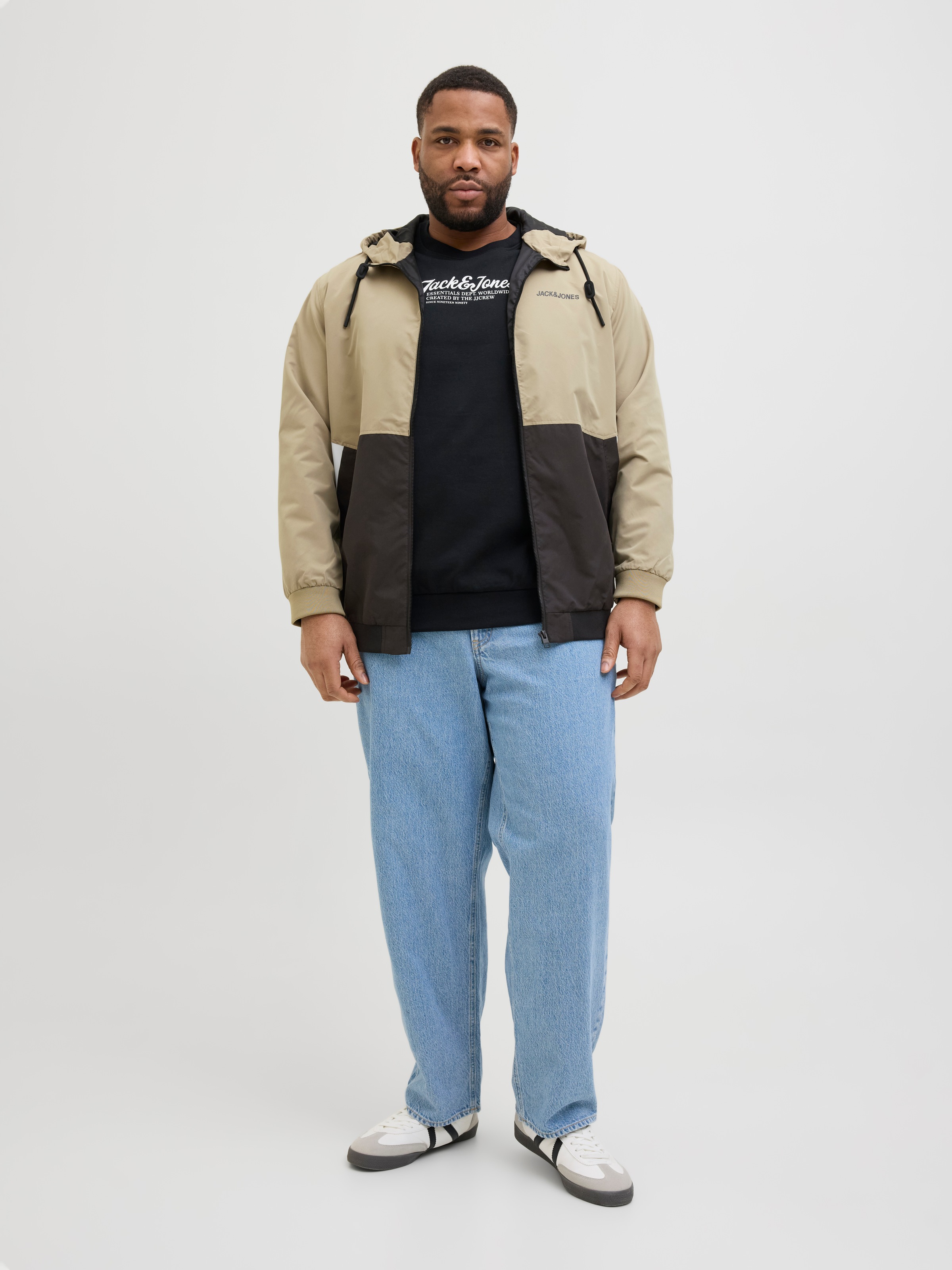 Jack & Jones PlusSize Bomberjacke »JJERUSH HOOD BOMBER NOOS PLS«, mit Kapuze, mit Logo Schriftzug