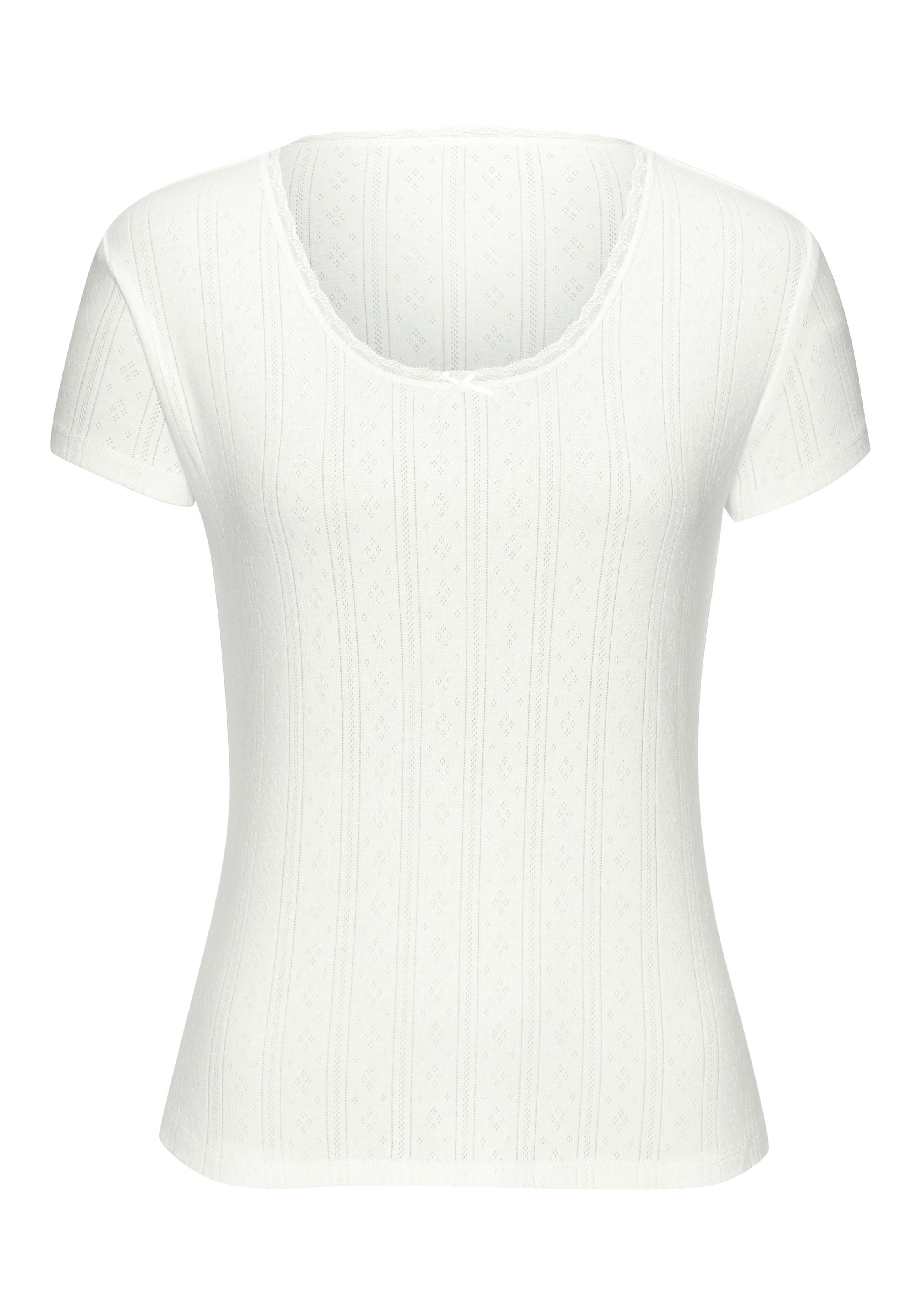 Vivance T-Shirt 2er-Pack,  aus feiner Pointelle-Ware mit Spitze, reine Baumwolle