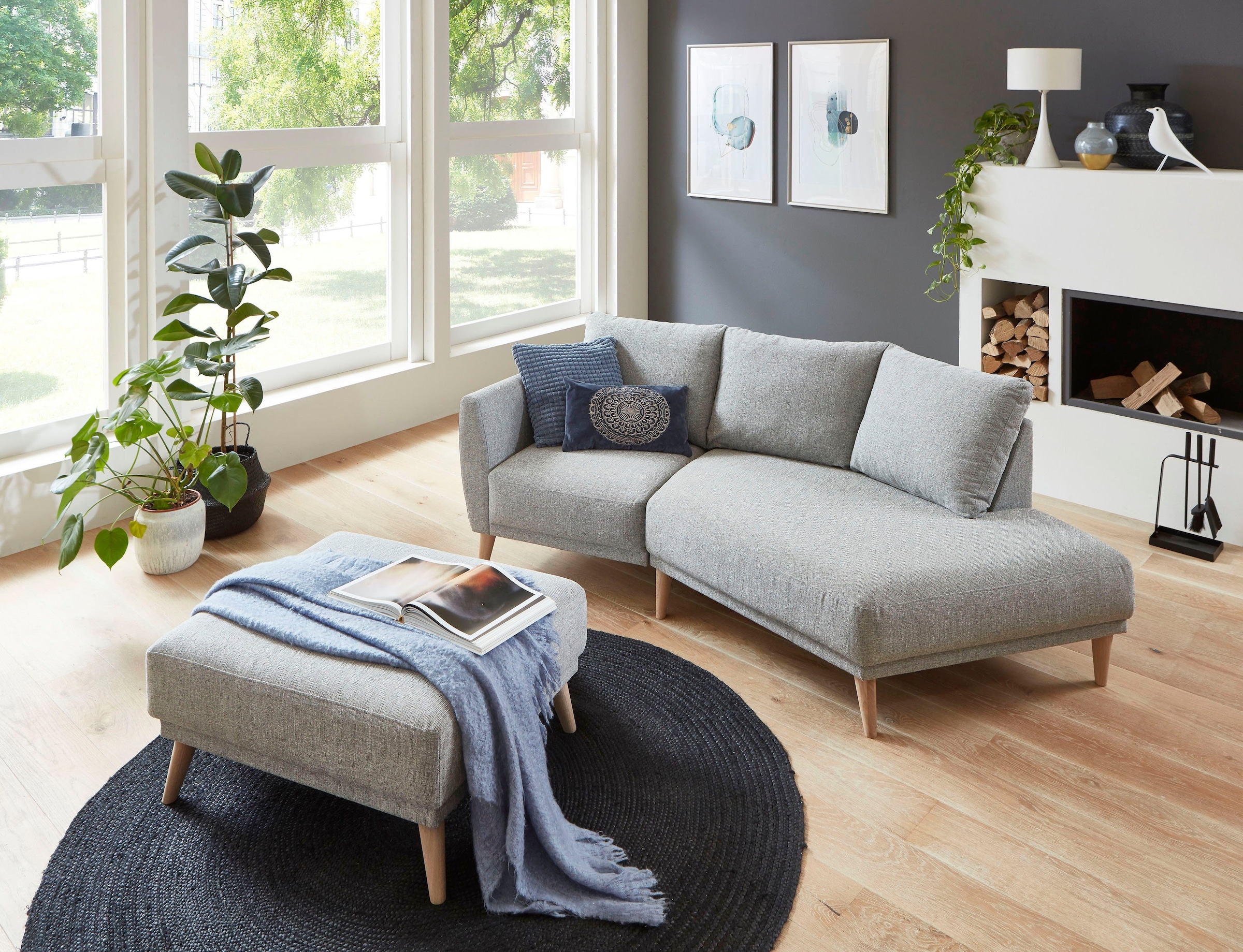 ATLANTIC home collection 2,5-Sitzer »Elvis«, Polsterecke mit offenem Ende im skandinavischen Stil, Massivholzfüße