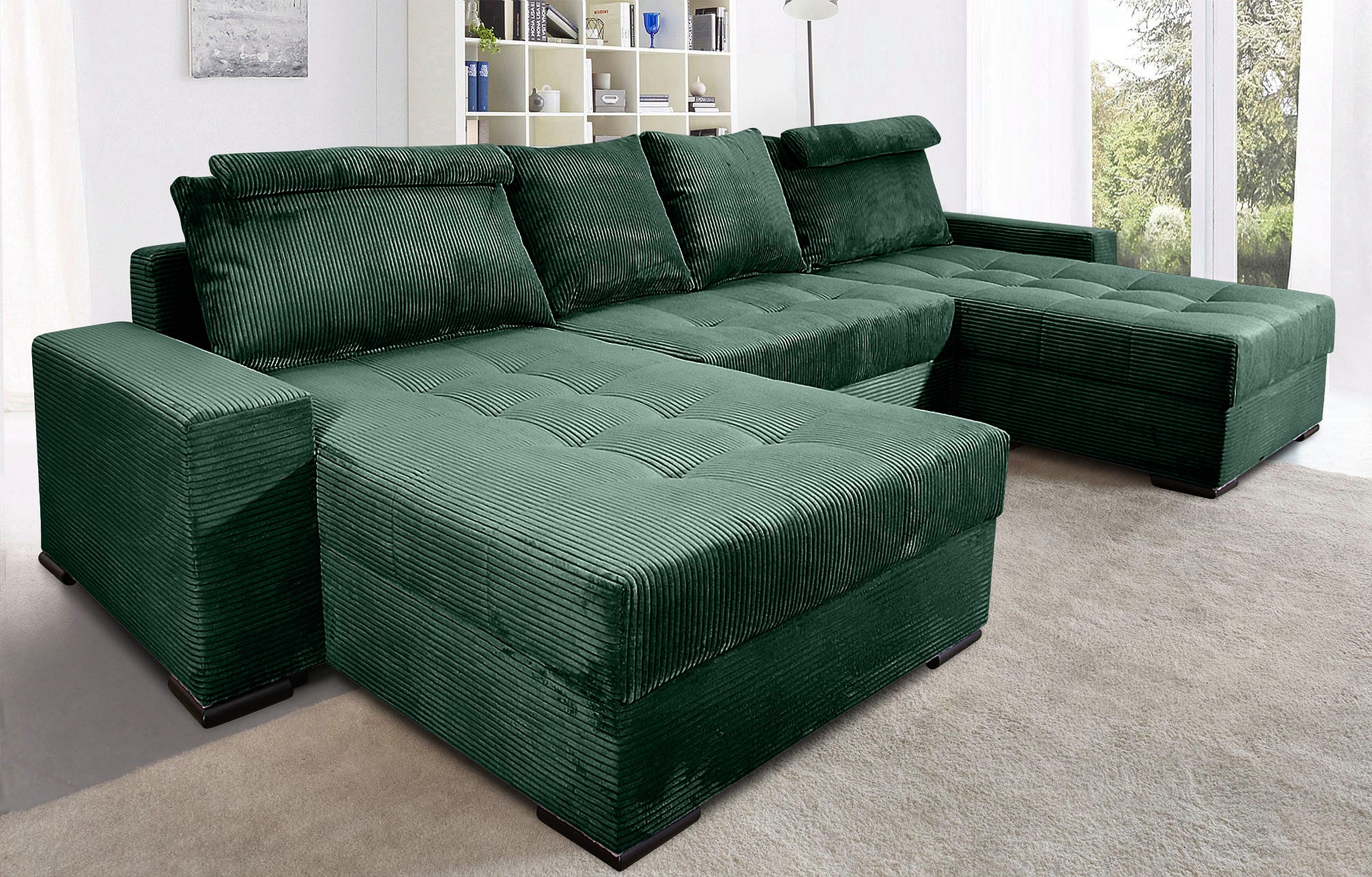 COLLECTION AB Wohnlandschaft »XXXL-Josy Relax U-Form Breite 352 cm, mit 2 gleich großen Recamieren«, inkl. Bettfunktion, Bettkasten, mit 4 Rückenkissen in zwei Größen
