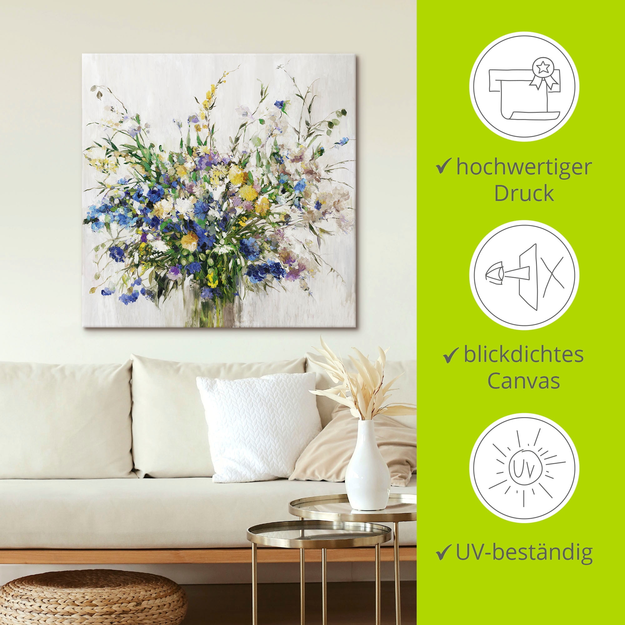 Artland Leinwandbild »Wildblumenstrauß« Blumenbilder 1 Stk. tlg. auf Holzrahmen gespannt