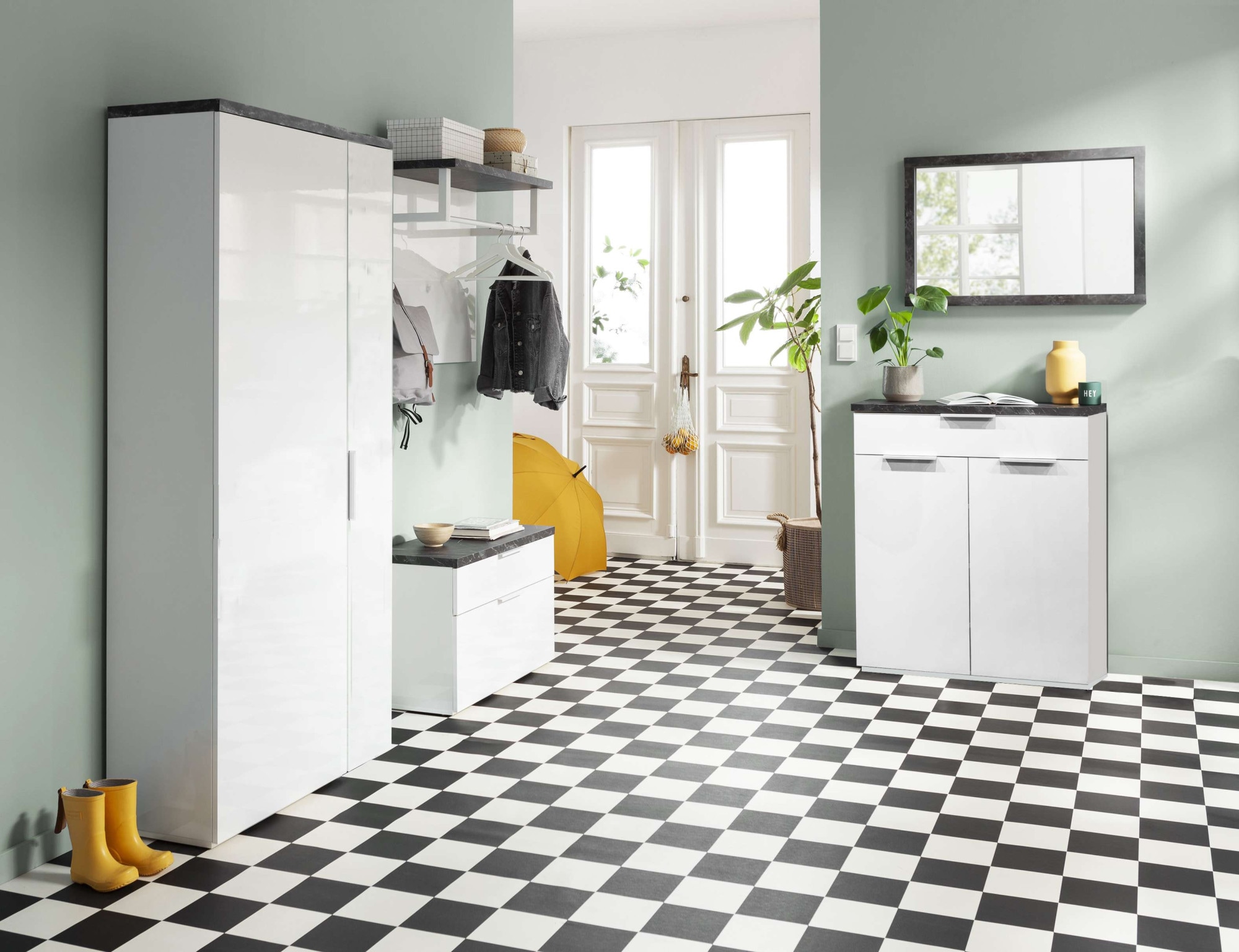 Composad Mehrzweckschrank »Mehrzweckschrank, Multifunktionsschrank, Allzweckschrank«, (1 St.), Mit 2 Türen hochglanz lackiert