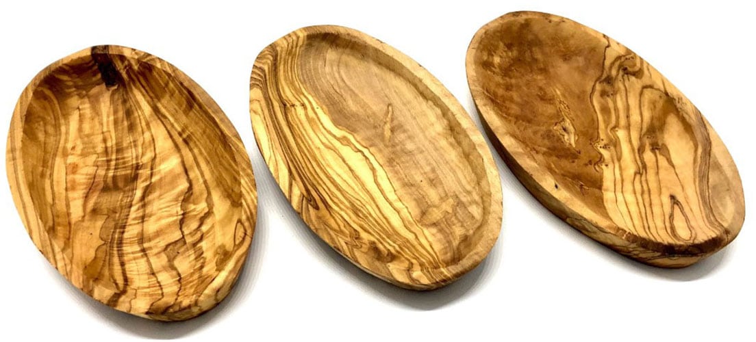 Olivenholz-erleben Dipschale »oval aus edlem naturbelassenem Olivenholz«, 3 tlg., aus Massivholz, Einzigartige Maserung, jede Schale ein Unikat, leichte Reinigung