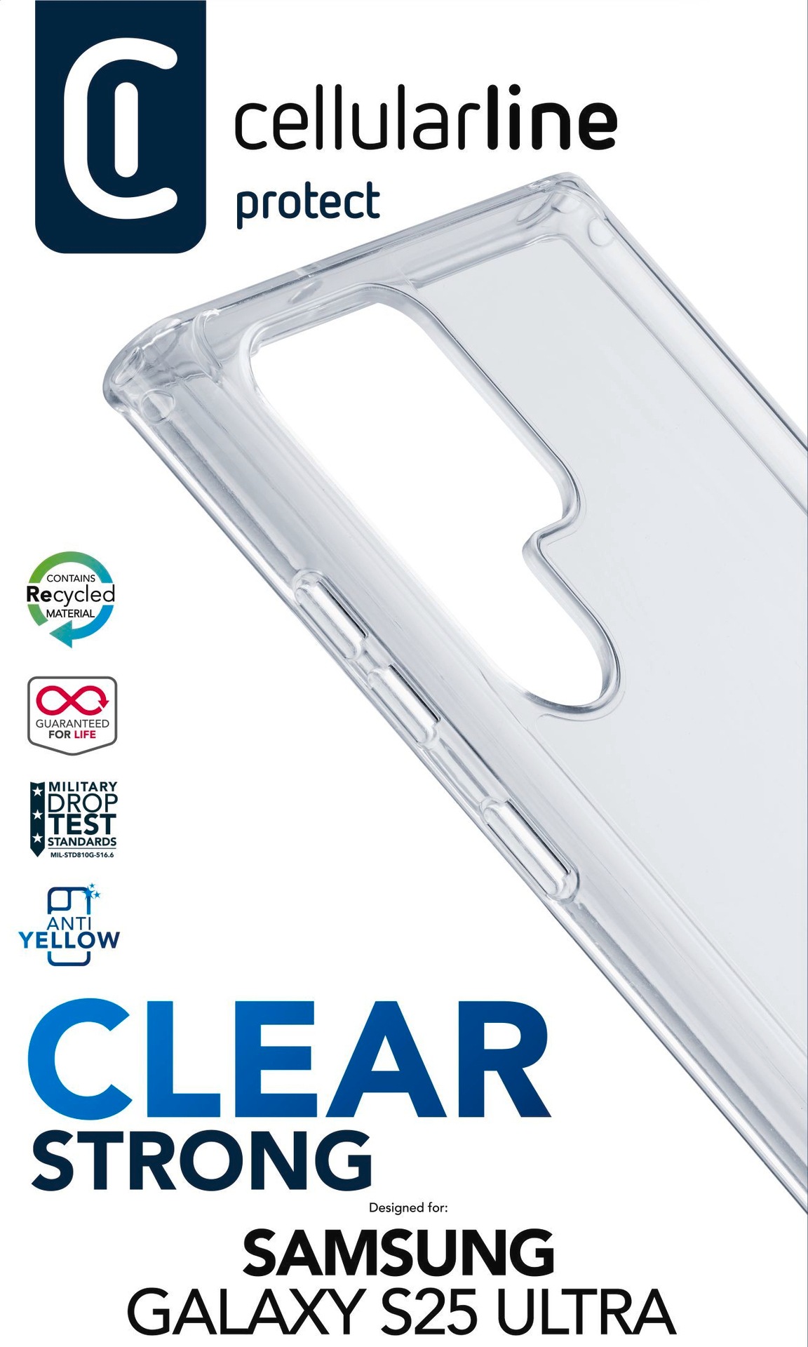 Cellularline Handyhülle »Clear Strong Case für Samsung Galaxy S25 Ultra«, Backcover, Schutzhülle, Handyschutzhülle, Case, Schutzcase, stoßfest