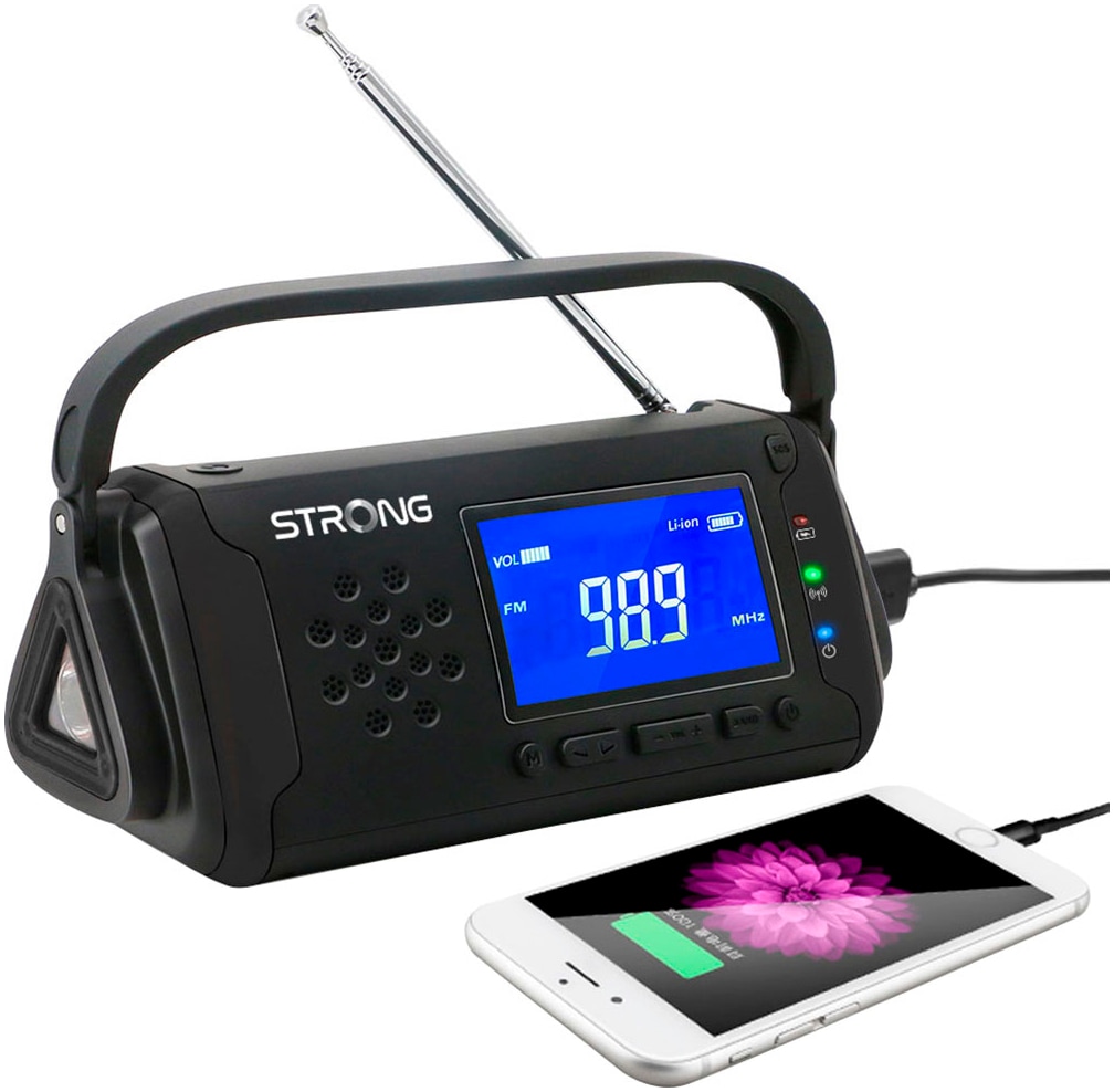 Strong Notfallradio »EPR1500«, (AM-Tuner-FM-Tuner-UKW mit RDS), Camping- und Notfallradio mit Solar- und Kurbelbetrieb, Powerbank