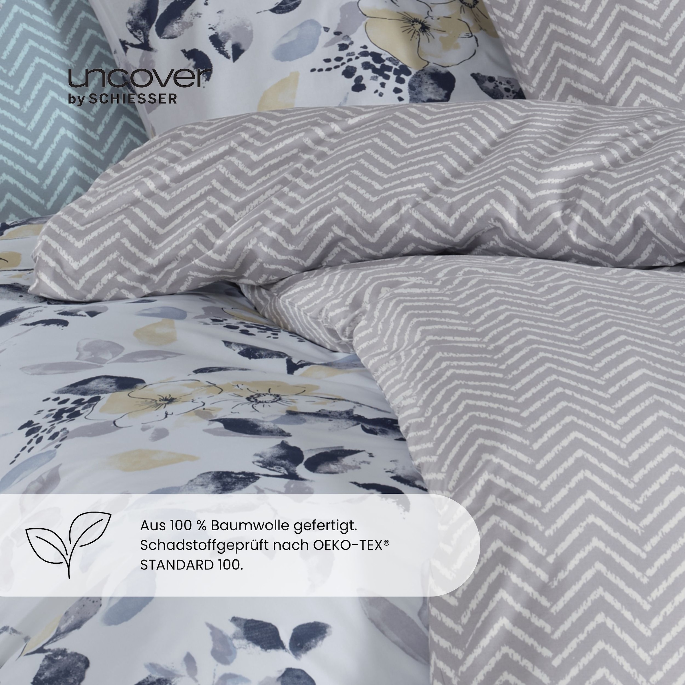 uncover by SCHIESSER Bettwäsche »Florina aus weicher Baumwolle mit einem feinen Blütenprint« 2 Stk. OEKO-TEX® MADE IN GREEN