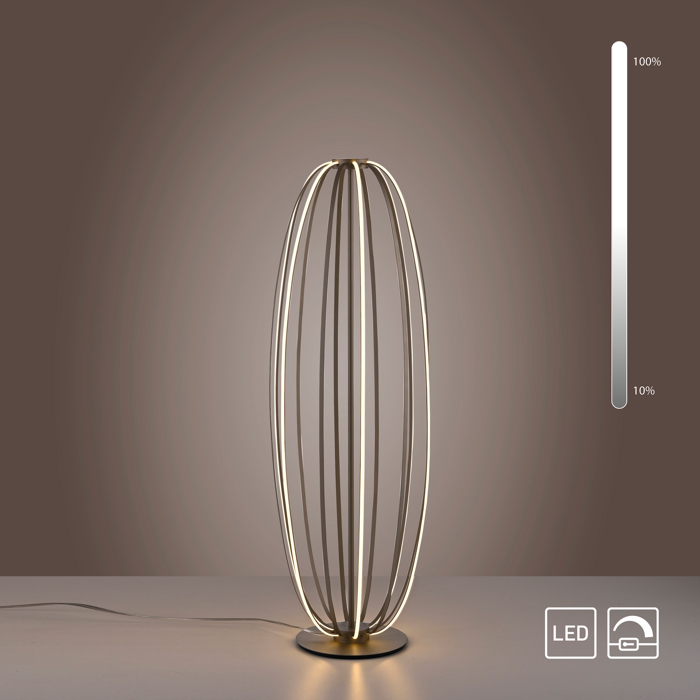 Paul Neuhaus LED Stehlampe »ELVARA« LED-Board 1 Stk. Warmweiß Stufenlos dimmbar über Schnurdimmer, Warmweiße Lichtfarbe (3000K)