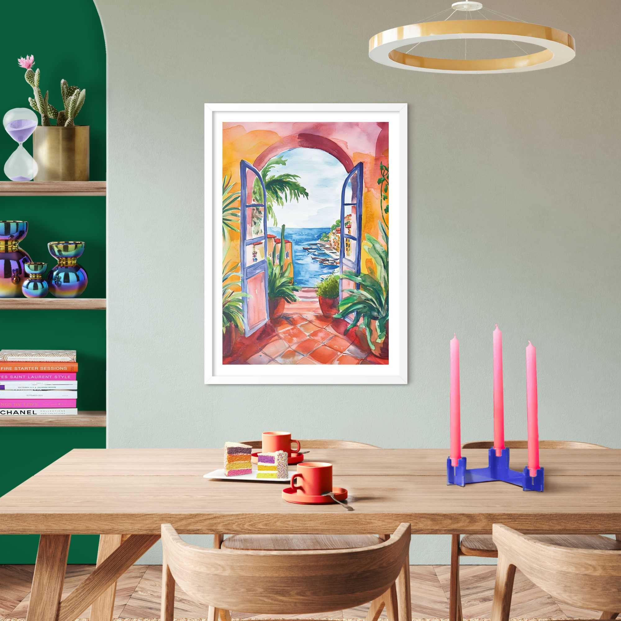 Reinders! Poster »Sommerbalkon« Wohnzimmer - Mehrfarbig - MDF - Landschaften - 50x70 cm