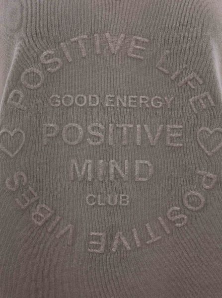 Zwillingsherz Sweatshirt »"Positive Mind"«, ausgefranster V-Ausschnitt, Used Look, Langarm, Schriftzug