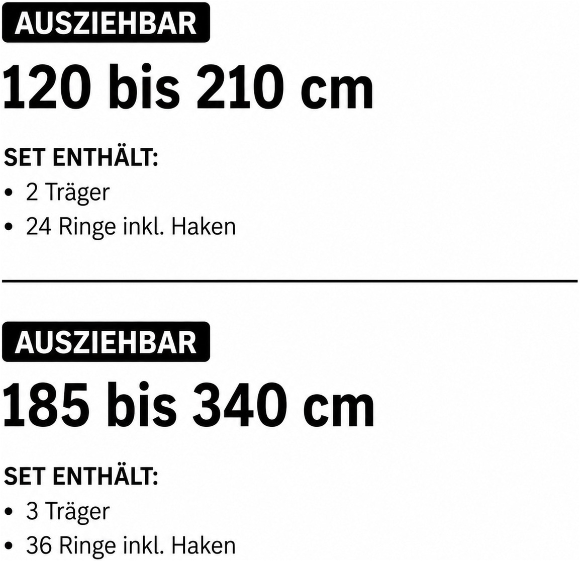 Liedeco Gardinenstange »Stilgarnitur "Kugel" ausziehbar 16/19 mm« Ø 19 mm 1 läufig-läufig ausziehbar teleskopisch ausziehbar