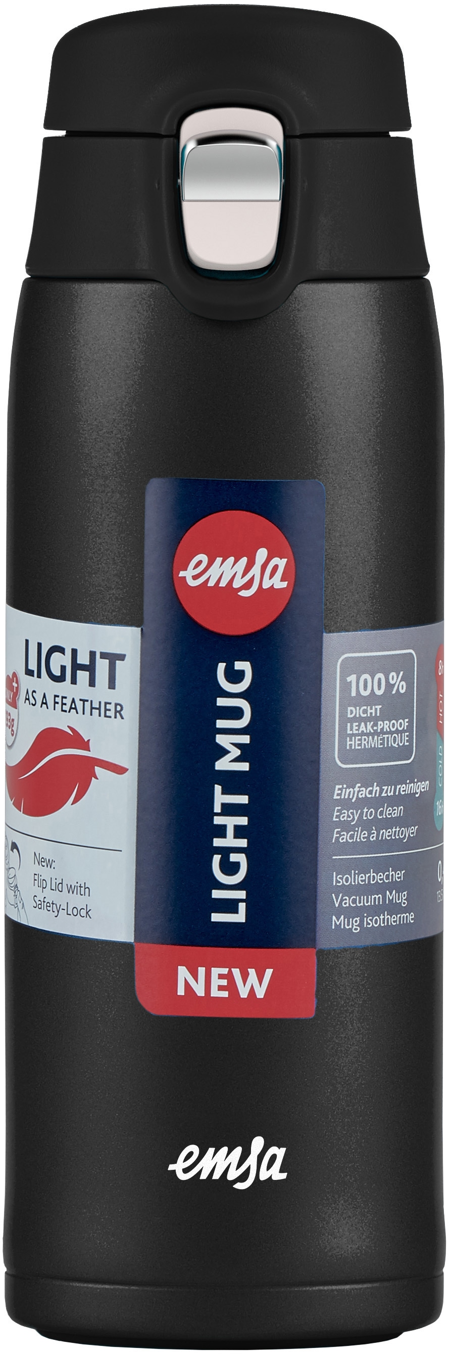 Emsa Thermobecher »Travel Mug Light«, 0,4L, leicht, Edelstahl, Klappverschluss, 100% dicht, 8h heiß/16h kalt