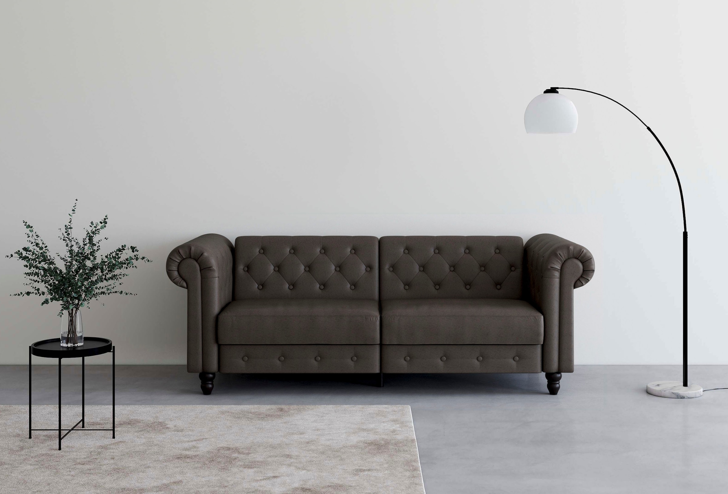 Dorel Home 3-Sitzer »Felix, Schlafsofa 236 cm, (Liegefläche 108x190cm), Rückenlehne«, 3-fach verstellbar, Velours, Kunstleder, Luxus-Microfaser Vintage