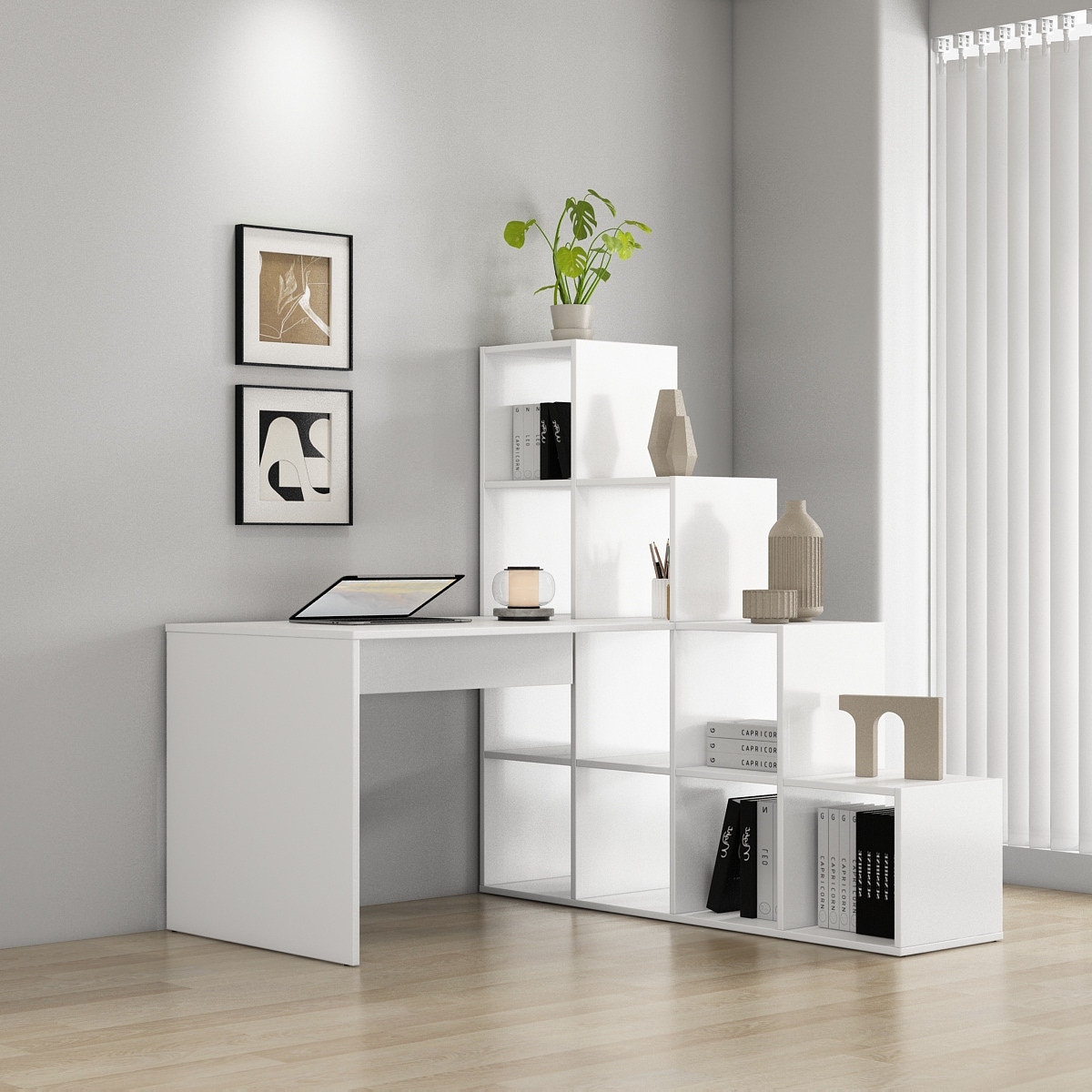 OTTO home Regal-Schreibtisch »Ciela«, flexible Aufstellmöglichkeiten, wechselseitig montierbar, B. 137 cm