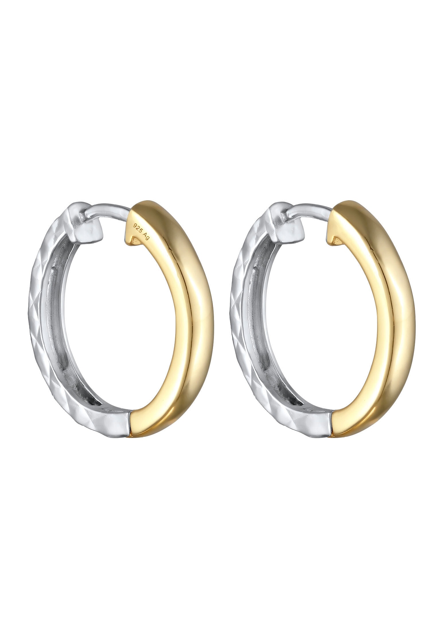 Elli Paar Creolen »Ohrringe Creolen Struktur Bicolor 925 Sterling Silber«