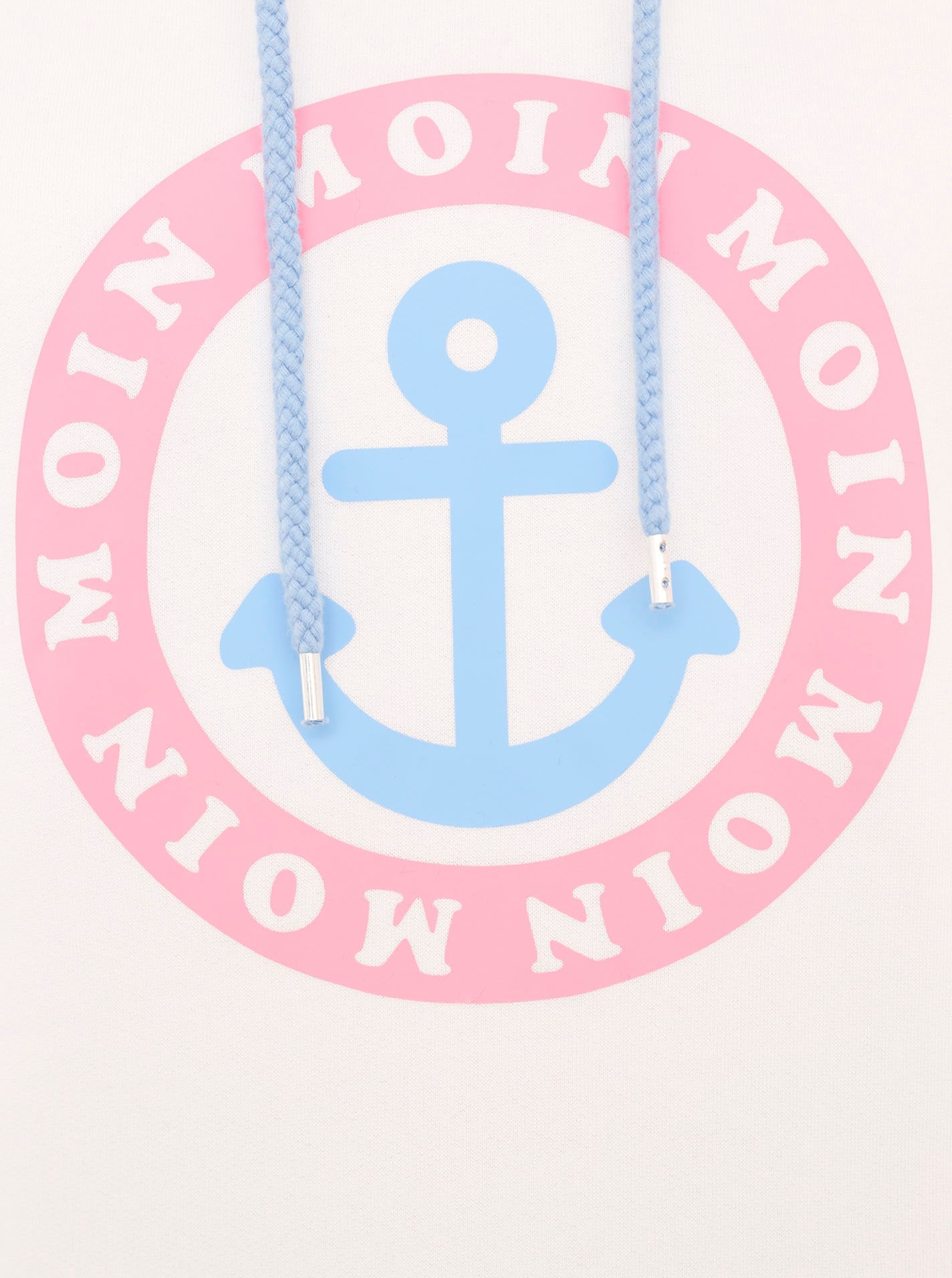 Zwillingsherz Hoodie, mit Aufschrift Moin und Anker in Neonfarben