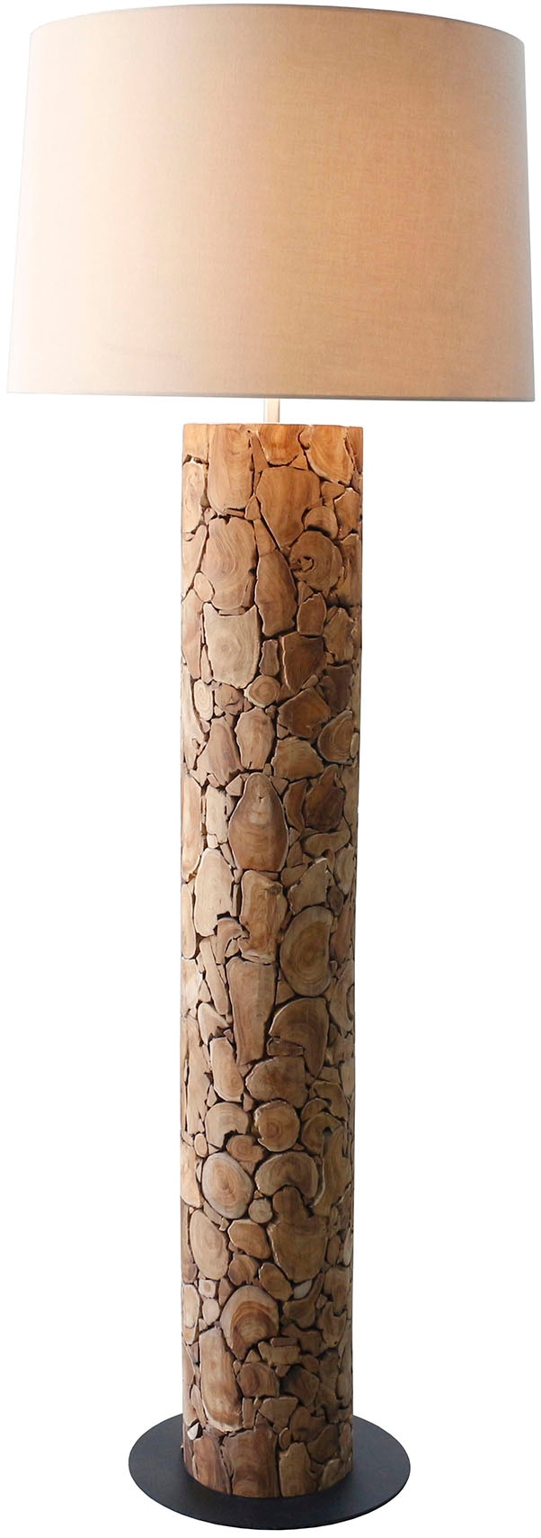 SalesFever Stehlampe »Maelis Handgefertigtes Treibholz-Design mit natürlichem Leinenschirm« E27 1 Stk. 1x E27 bis 60 W, 170 cm, Bodenlampe aus Treibholz mit Fußschalter