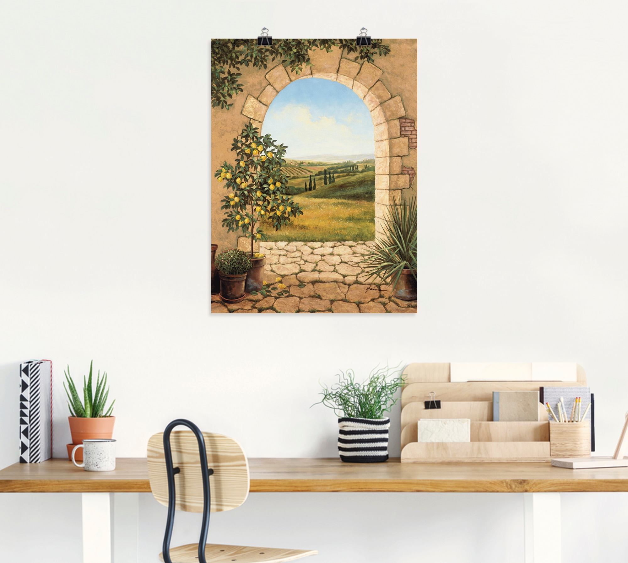 Artland Wandbild »Zitronenbaum vorm Torbogen« Fensterblick 1 Stk. tlg. als Leinwandbild, Poster in verschied. Größen