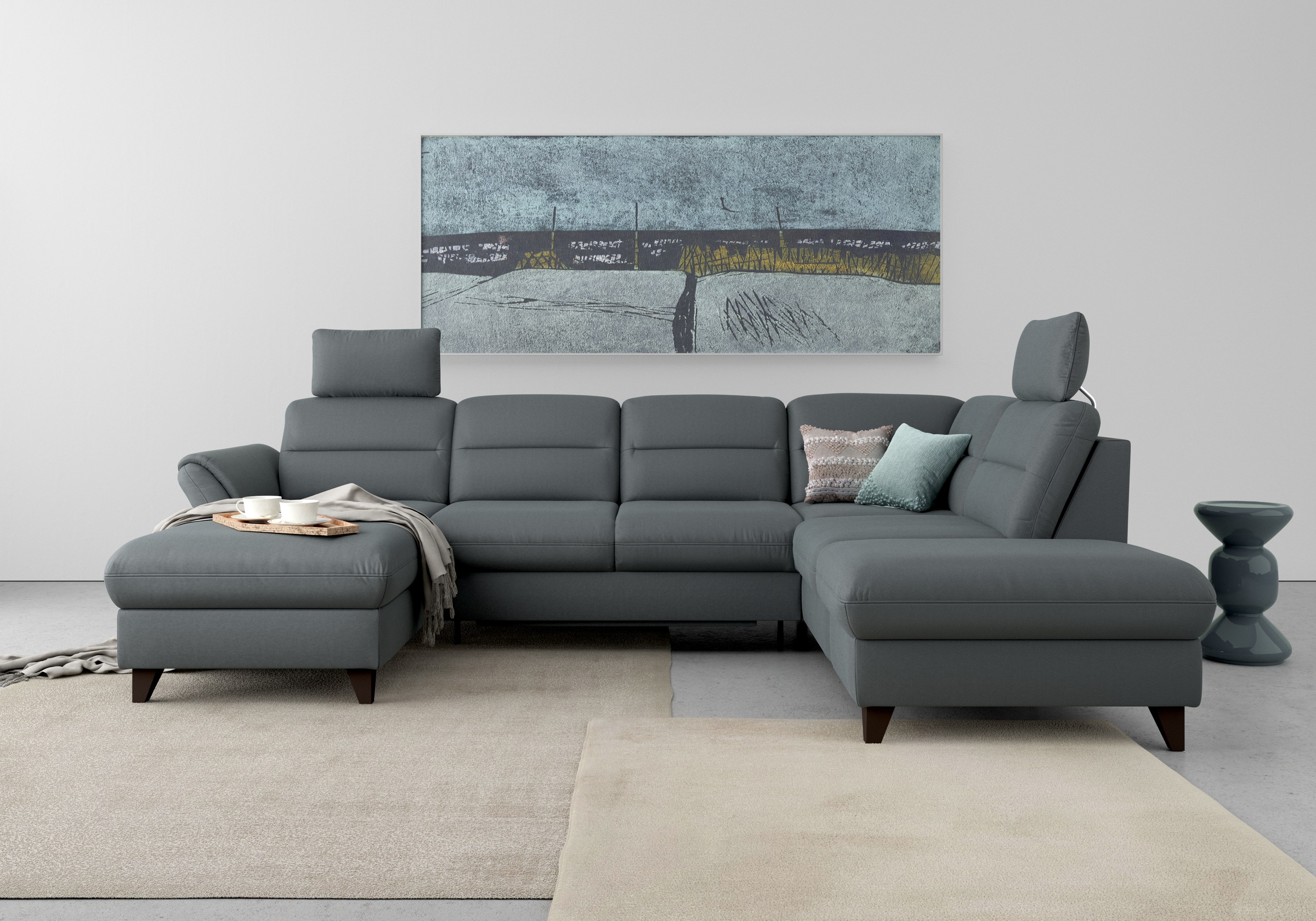 sit&more Wohnlandschaft »Mellum U-Form«, Federkern, wahlweise mit Bettfunktion, Stauraum und Armteilfunktion