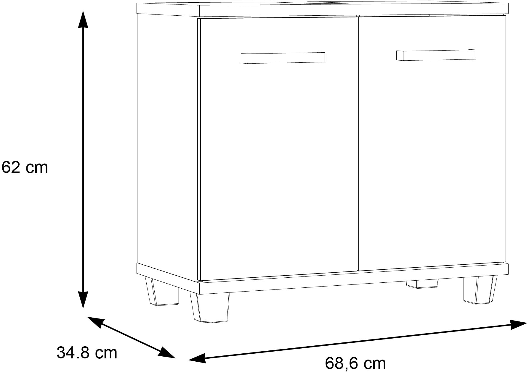 FORTE Waschbeckenunterschrank »Veris«, Wachbeckenunterschrank, Stauraum, 2 Türen