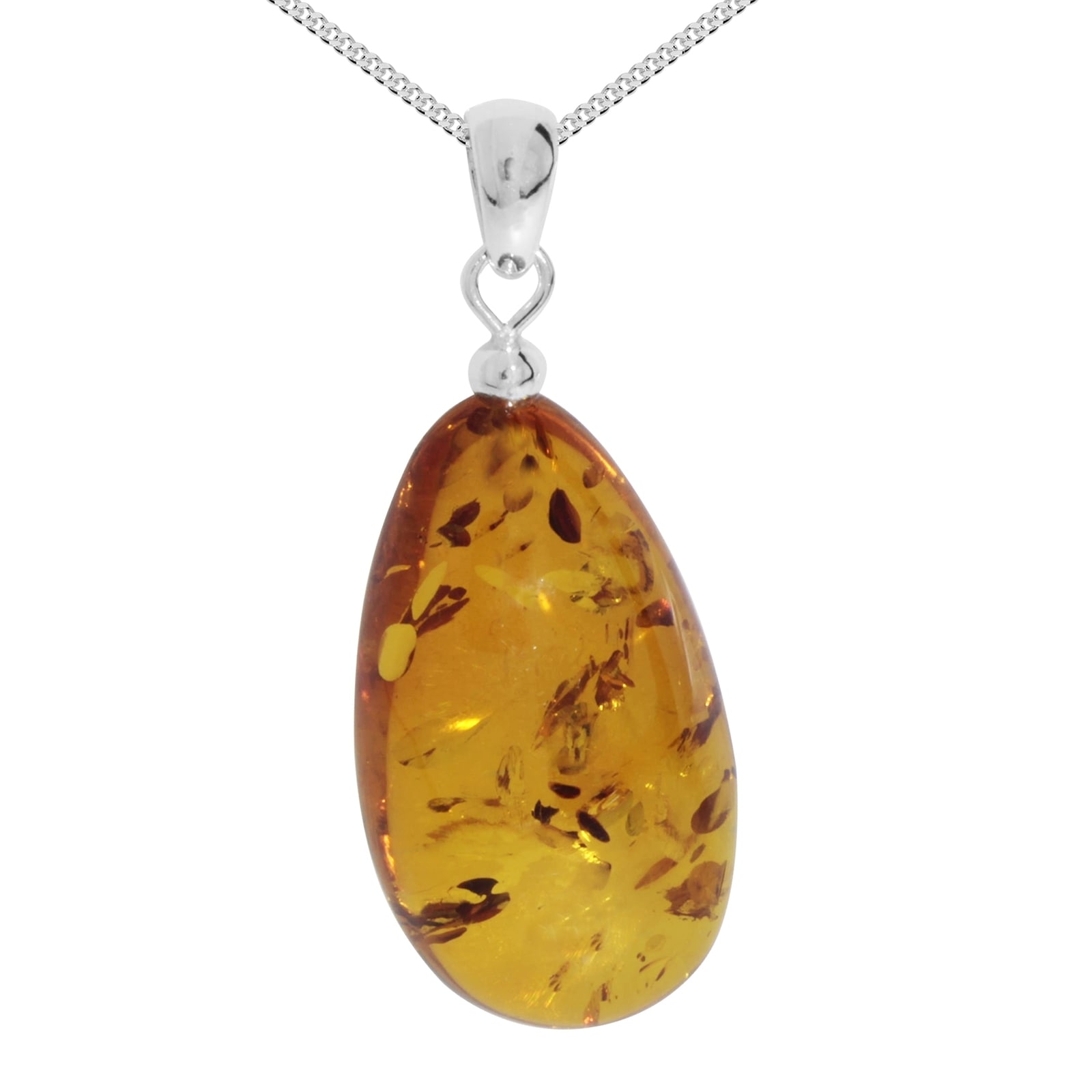 OSTSEE-SCHMUCK Kette mit Anhänger »- Tropfen ca. 34 mm lang - Silber 925/000 - Bernstein«