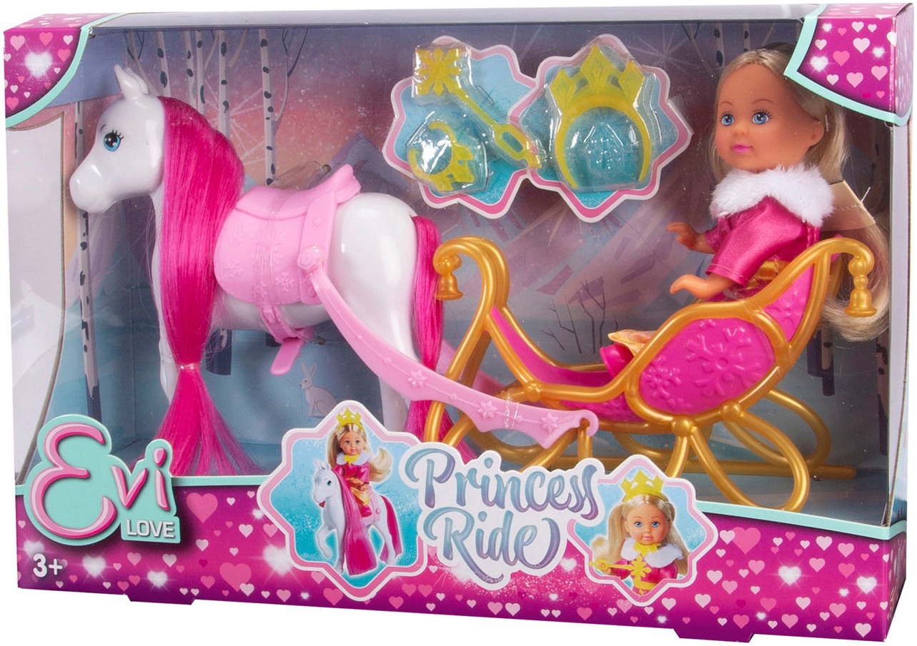 SIMBA Minipuppe »Evi Love, Princess Ride« mit Winterschlitten und Pferd