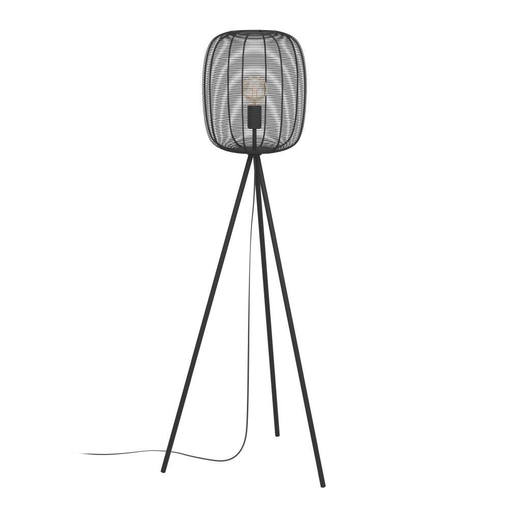 EGLO Stehlampe »RINROE«, 1 flammig, Leuchtmittel E27 | ohne Leuchtmittel, Stehleuchte, Standleuchte Dreibein, Metall in schwarz, Wohnzimmerlampe