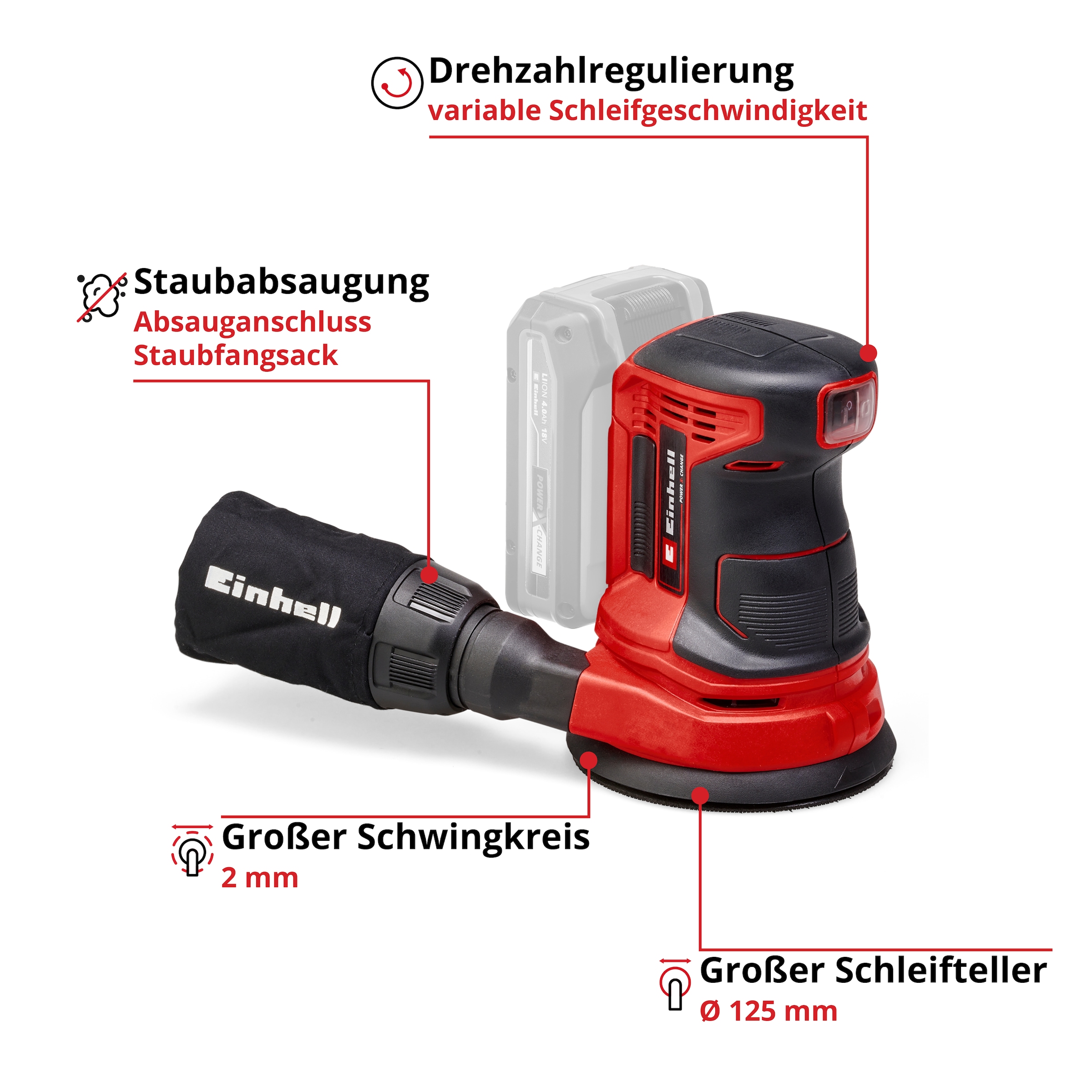 Einhell Exzenterschleifer »TE-RS 18 Li - Solo« Power X-Change, ohne Akku und Ladegerät