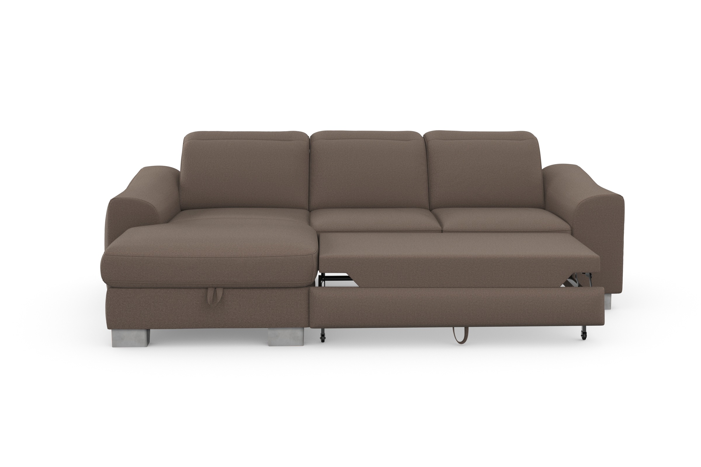 sit&more Ecksofa »Dundee L-Form«, mit Federkern und Edelstahlfüßen, wahlweise mit Kopfteilverstellung
