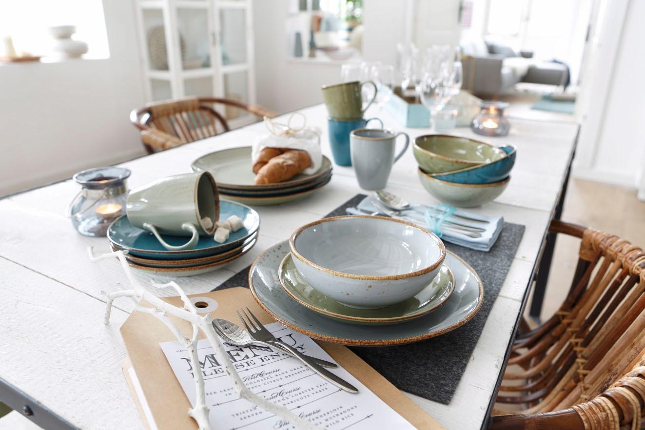 CreaTable Kombiservice »Geschirr-Set NATURE COLLECTION«, im (Set, 4 und für Teile, Set, Service, 16 Jahren Tafelservice 16 4 Garantie 3 für tlg., Personen), mit Personen XXL Kaffeeservice harmonische Naturglasur