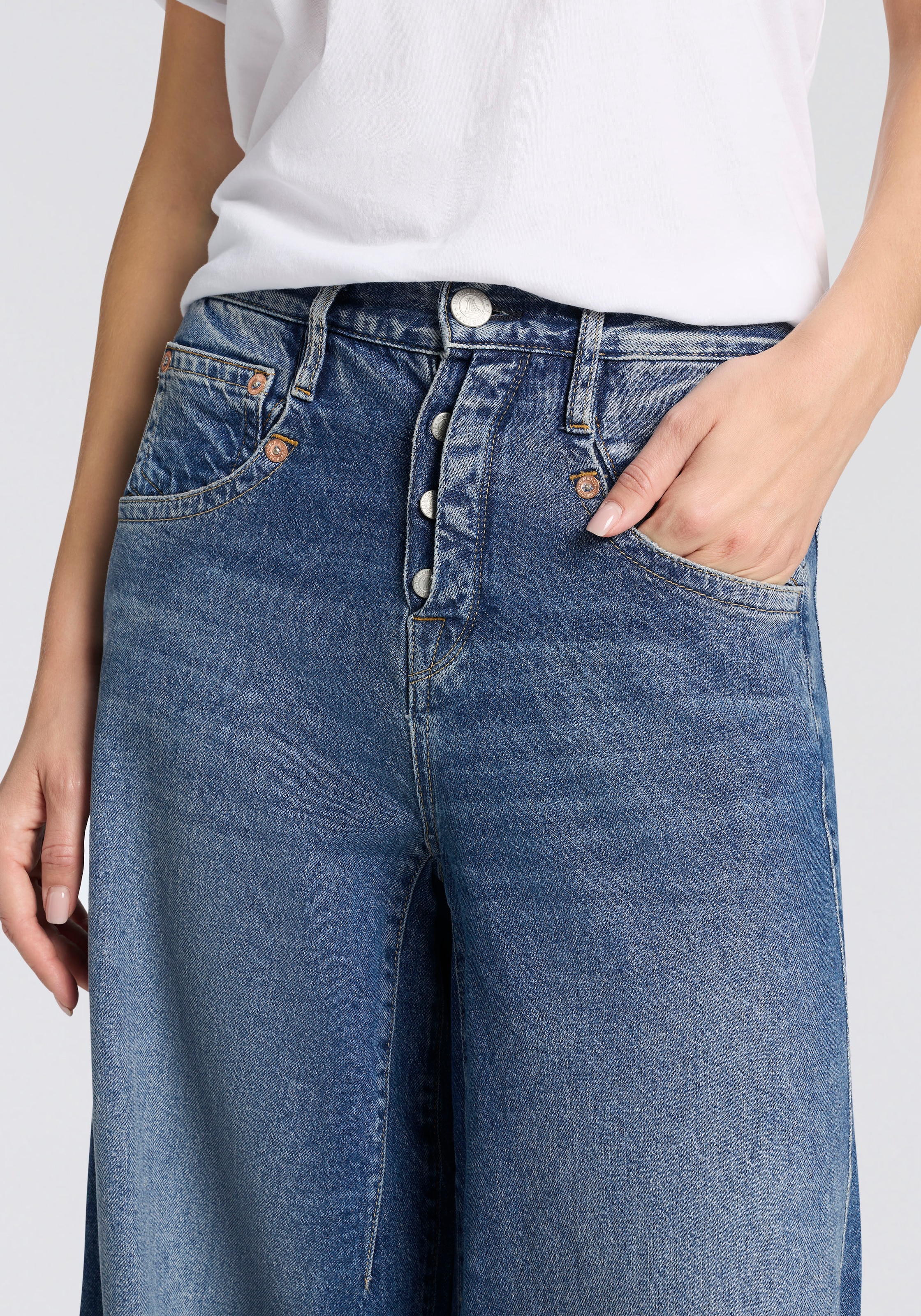 Herrlicher 5-Pocket-Jeans »Shyra Palazzo Denim« mit besonders weitem Bein