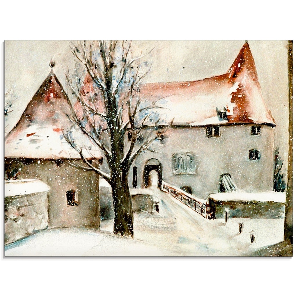 Artland Glasbild »Winter auf der Burg«, Gebäude, (1 St.)