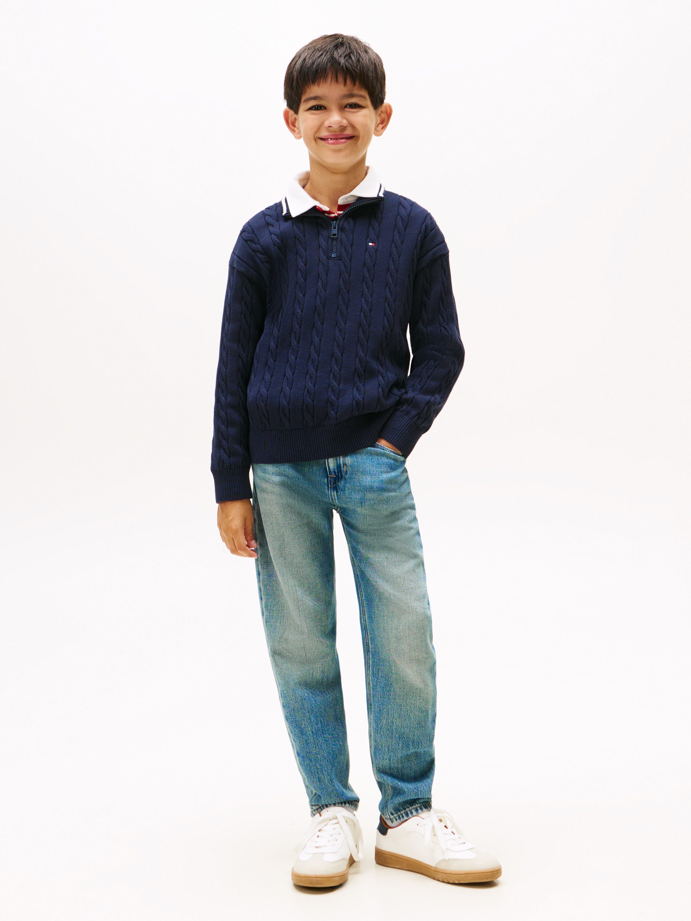 Tommy Hilfiger Strickpullover »COTTON CABLE HALF ZIP SWEATER« Kinder bis 16 Jahre