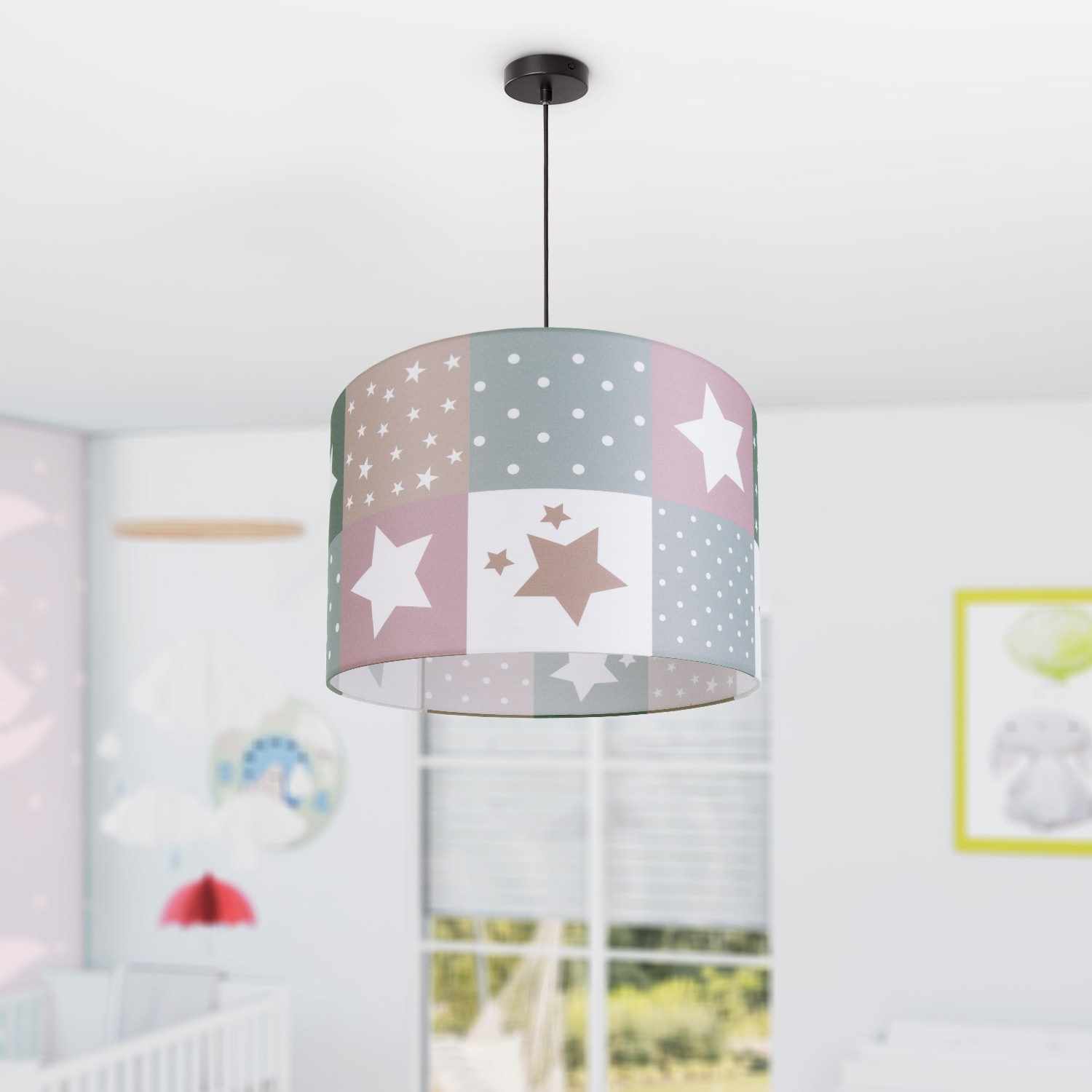 Paco Home Pendelleuchte »Cosmo 345«, online Deckenlampe XXL kaufen Kinderzimmer E27 Jahren LED | Motiv Garantie Kinderlampe Sternen 1 flammig-flammig, 3 Lampe mit