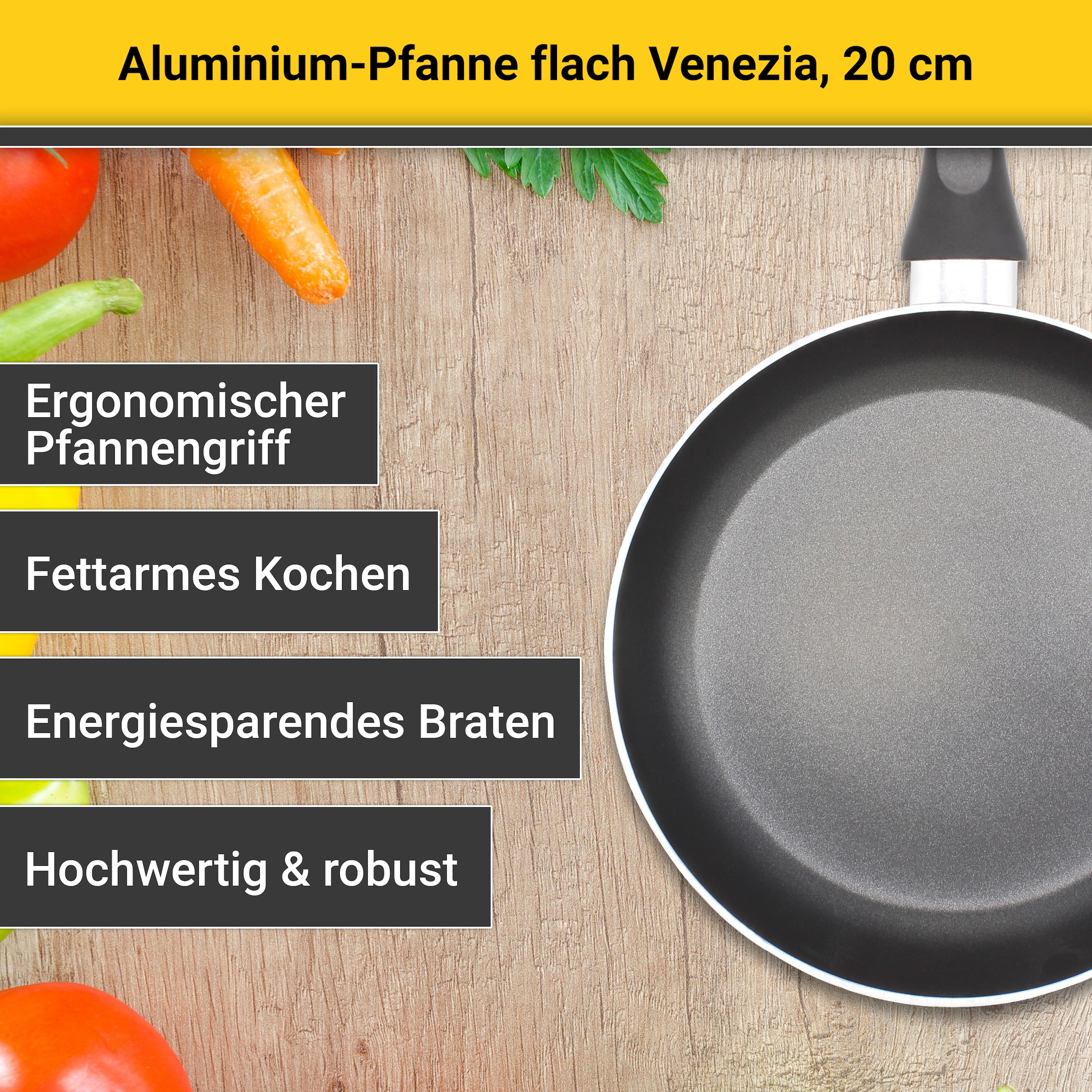 Krüger Bratpfanne »Aluminium Pfanne flach Venezia« Aluminium 1 Stk. tlg. für Induktions-Kochfelder geeignet
