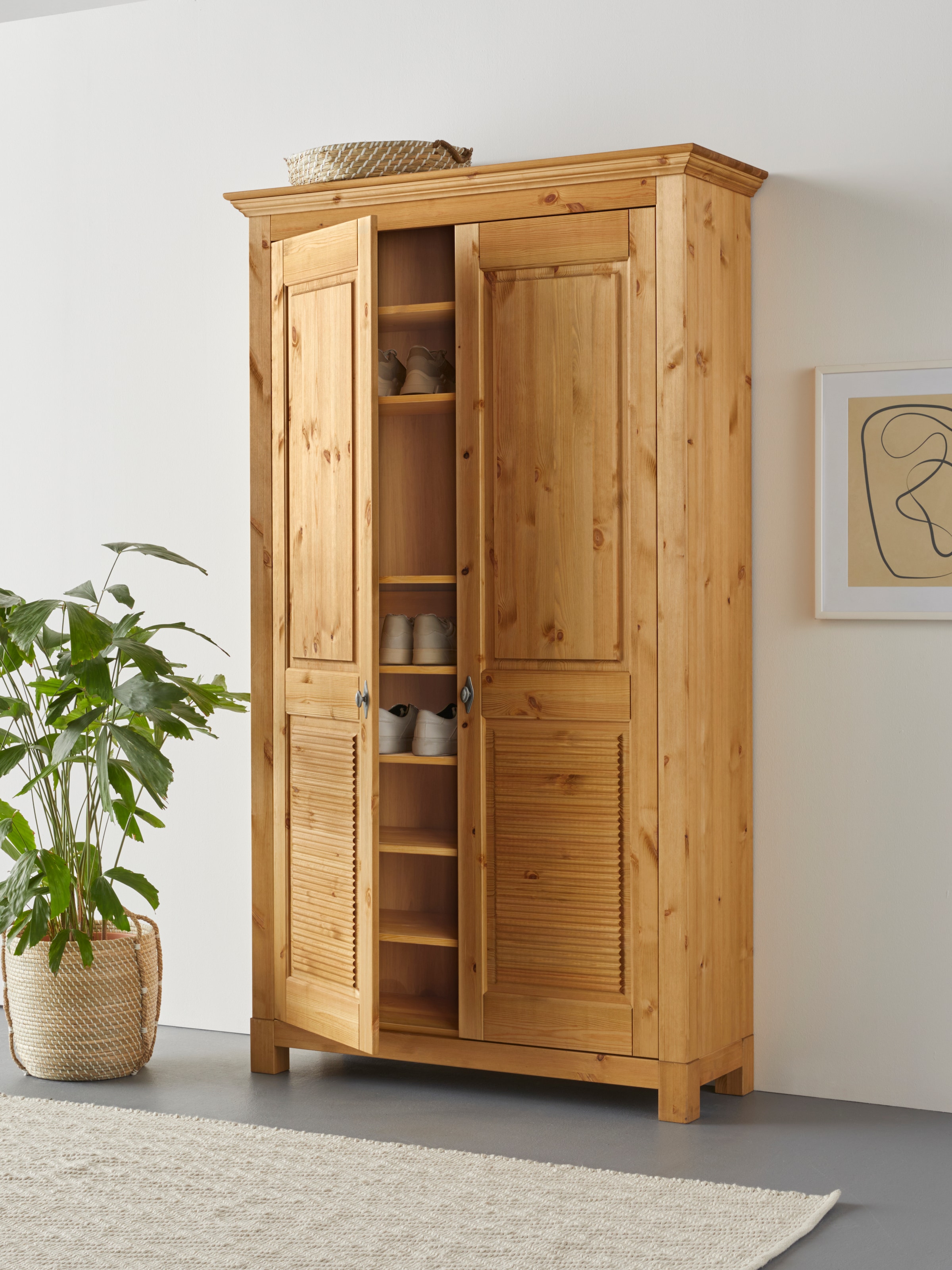 Home affaire Schuhschrank »Rauna«, aus massiver Kiefer, viel Stauraum