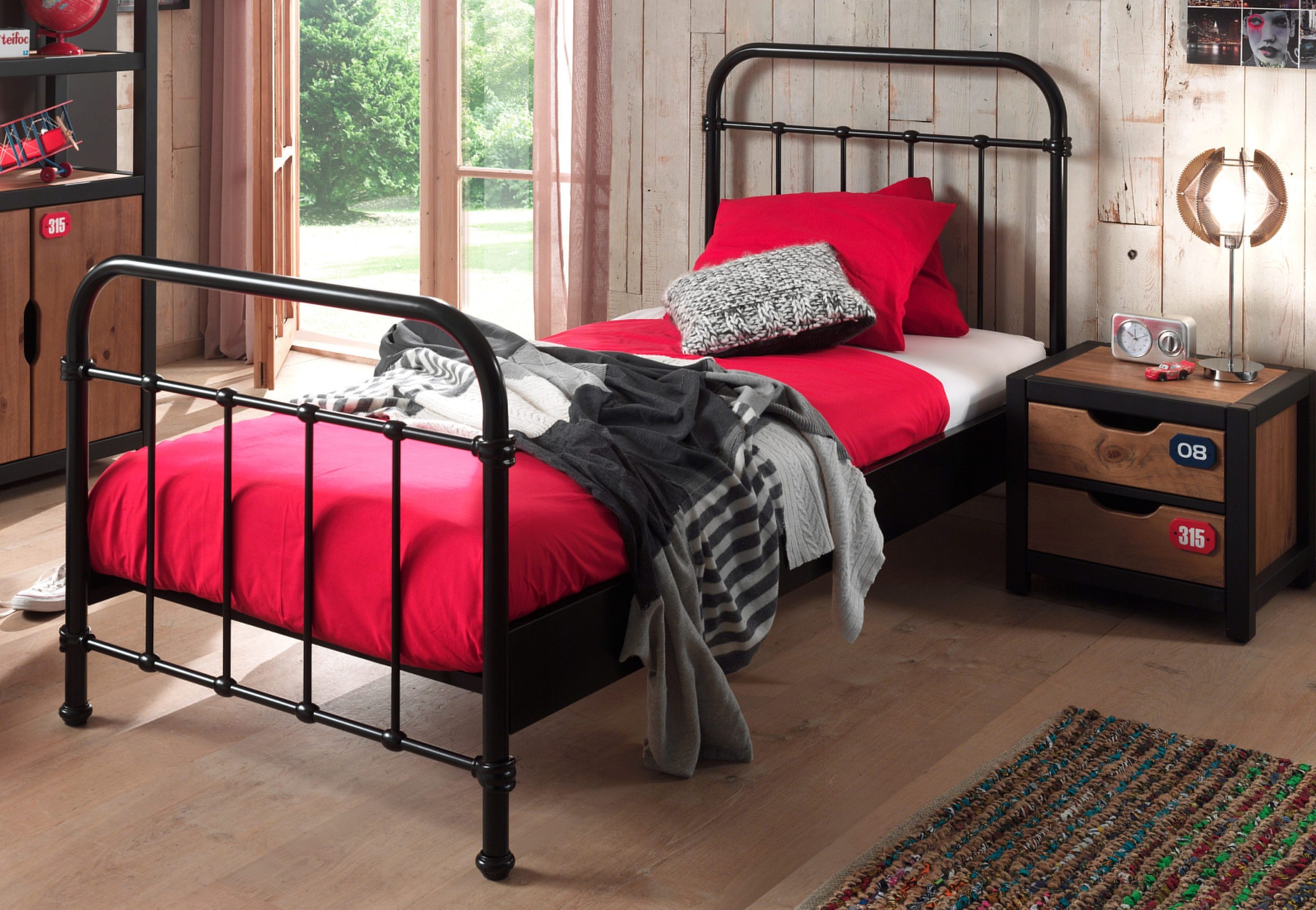 Vipack NEW YORK Lit en métal  90x200cm Noir