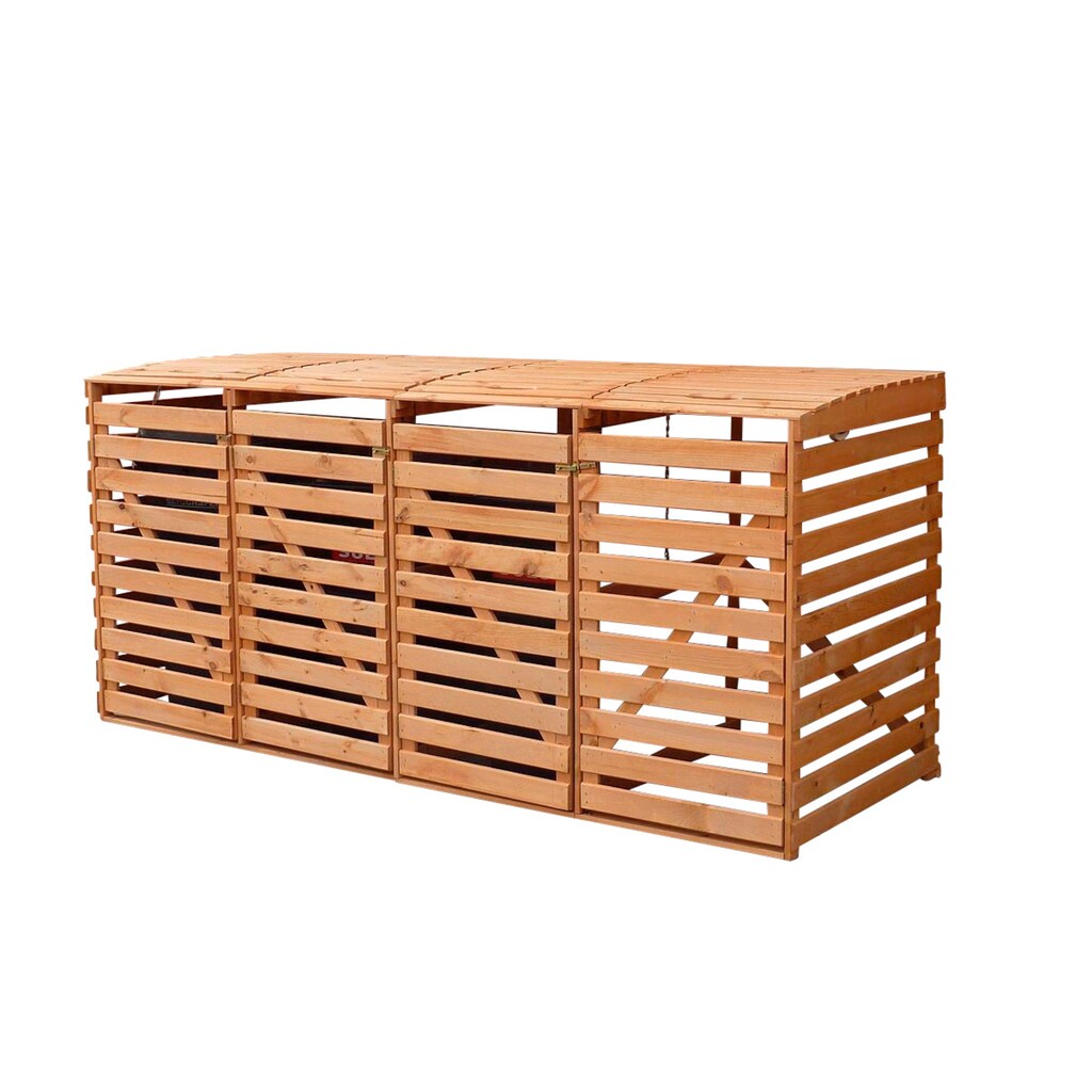promadino Mülltonnenbox, für 4x240 l aus Holz, BxTxH: 268x92x122 cm