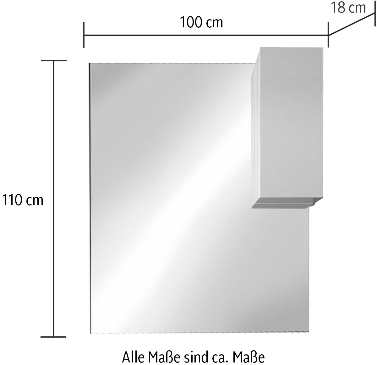 welltime Spiegelschrank »Vittoria«, Badspiegelschrank mit 1 Tür, inkl. Beleuchtung LED, Breite 100