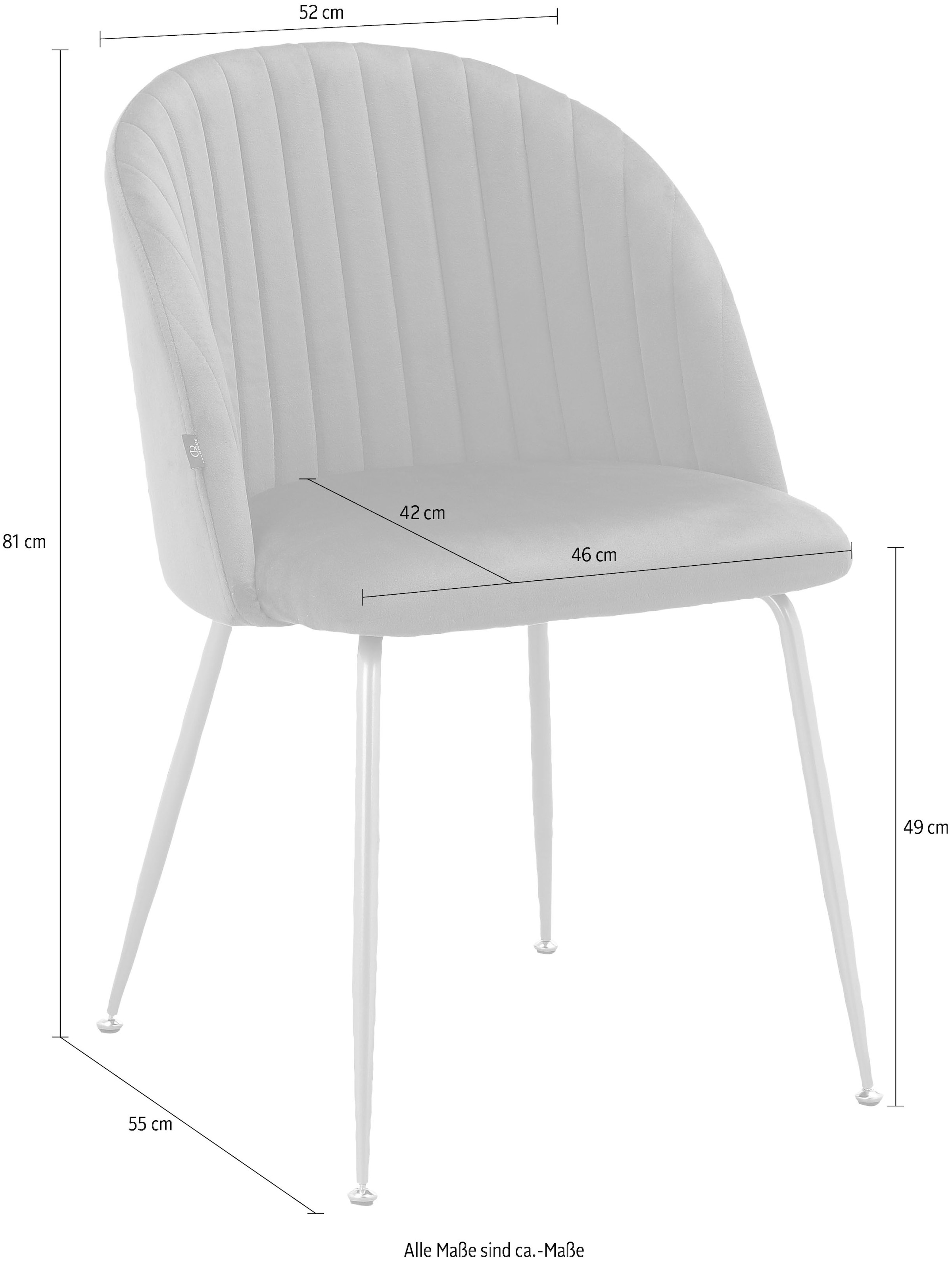 Leonique Esszimmerstuhl »Alain«, 2 St., Veloursstoff, im 2er Set erhältlich,  mit Sitz und Rücken gepolstert, Sitzhöhe 49 cm auf Rechnung kaufen