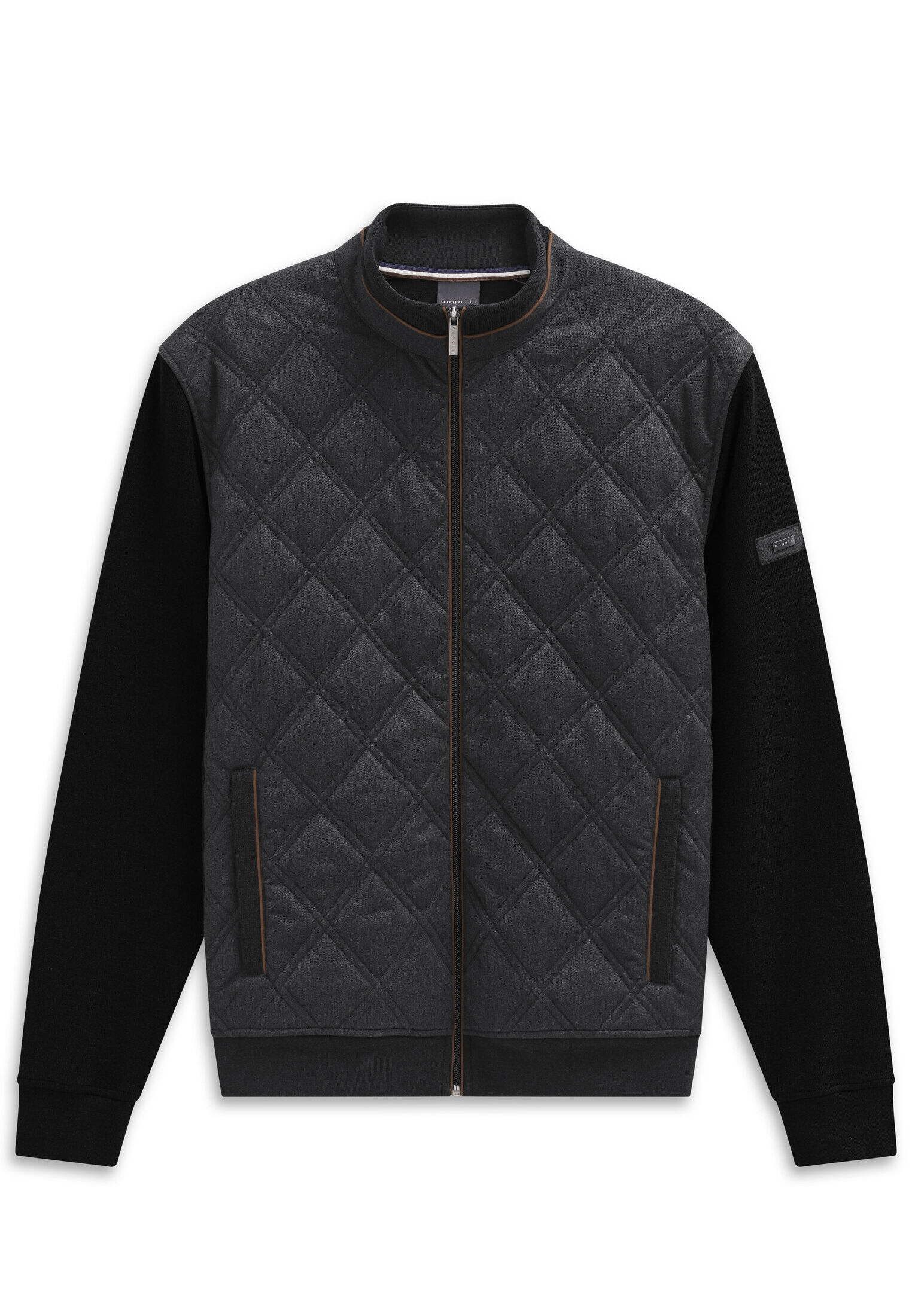 bugatti Sweatjacke »Regular Fit« mit Rautensteppung und Stehkragen