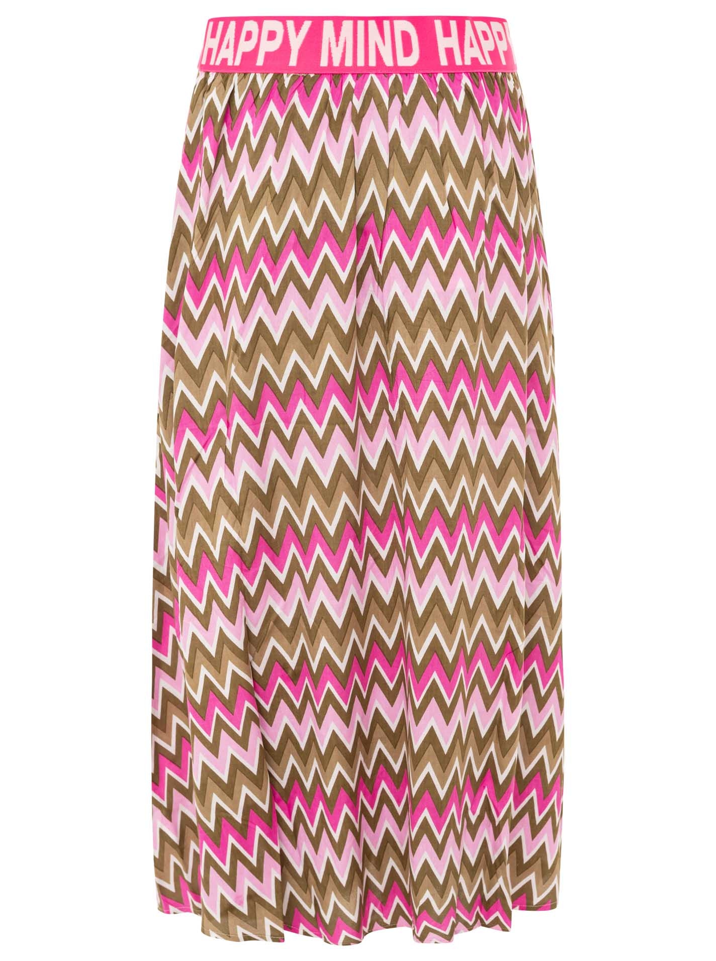 Zwillingsherz Maxirock »"Zick Zack"« farbiges Zackenmuster, Gummizug mit Schrift, knöchellang