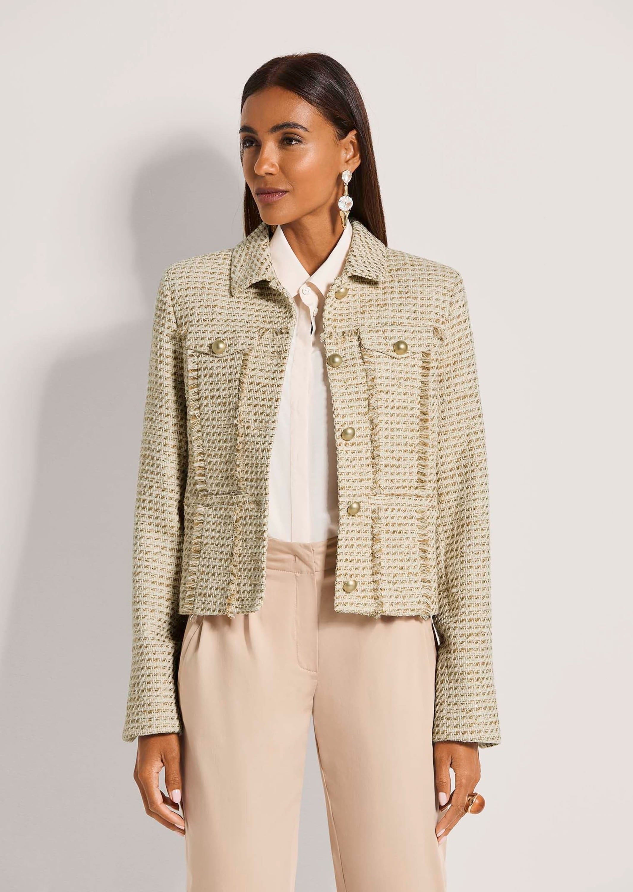 MADELEINE Jackenblazer »Tweedblazer Baumwolljacke mit Fransendetails«