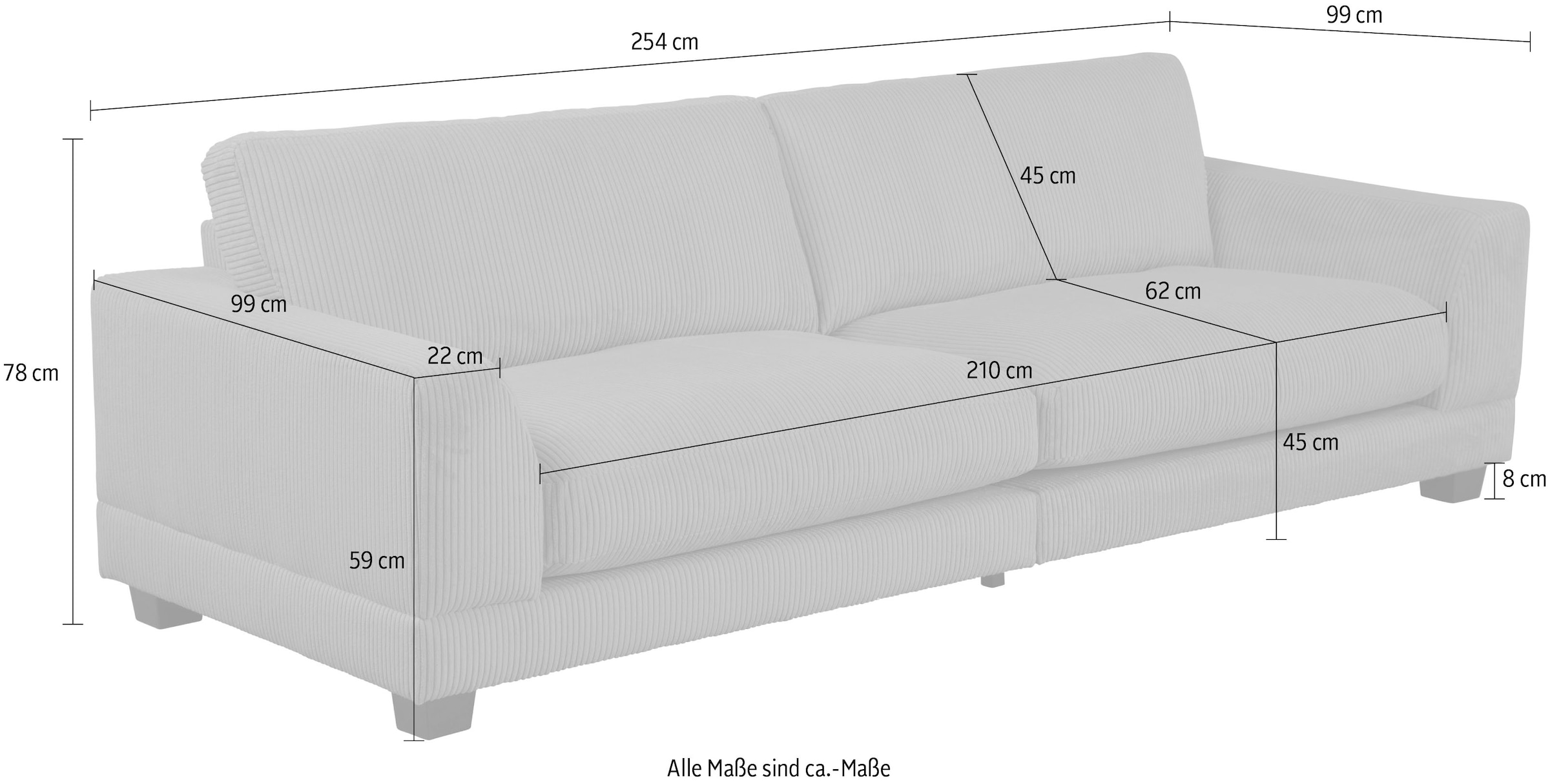 Home affaire 3,5-Sitzer »Parennes«, mit attraktivem Cord-Stoff, mit Kaltschaum
