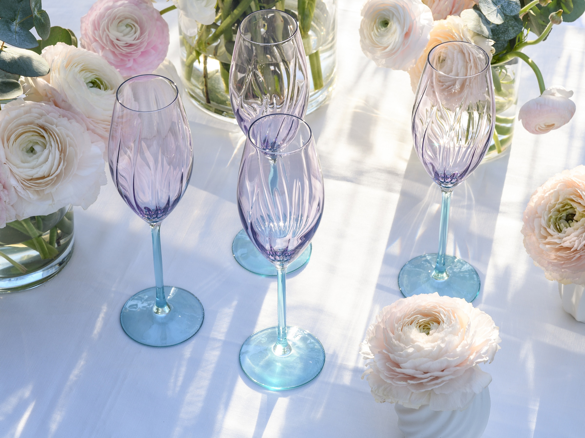 CreaTable Sektglas »Swirly Spring, Sektgläser-Set, 4-tlg.« Rillen Relief, Modern, Sommerlich, Leicht